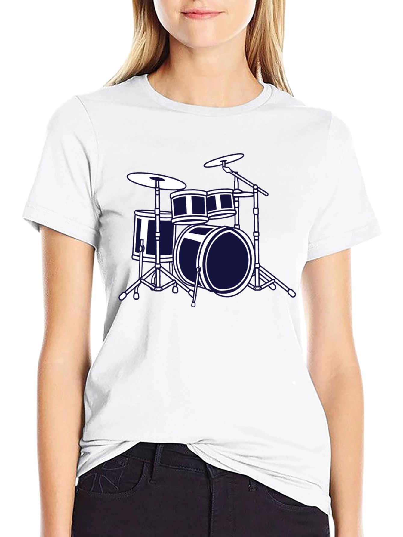 Drum Set Graphic Tee - Musicians Black T-Shirt