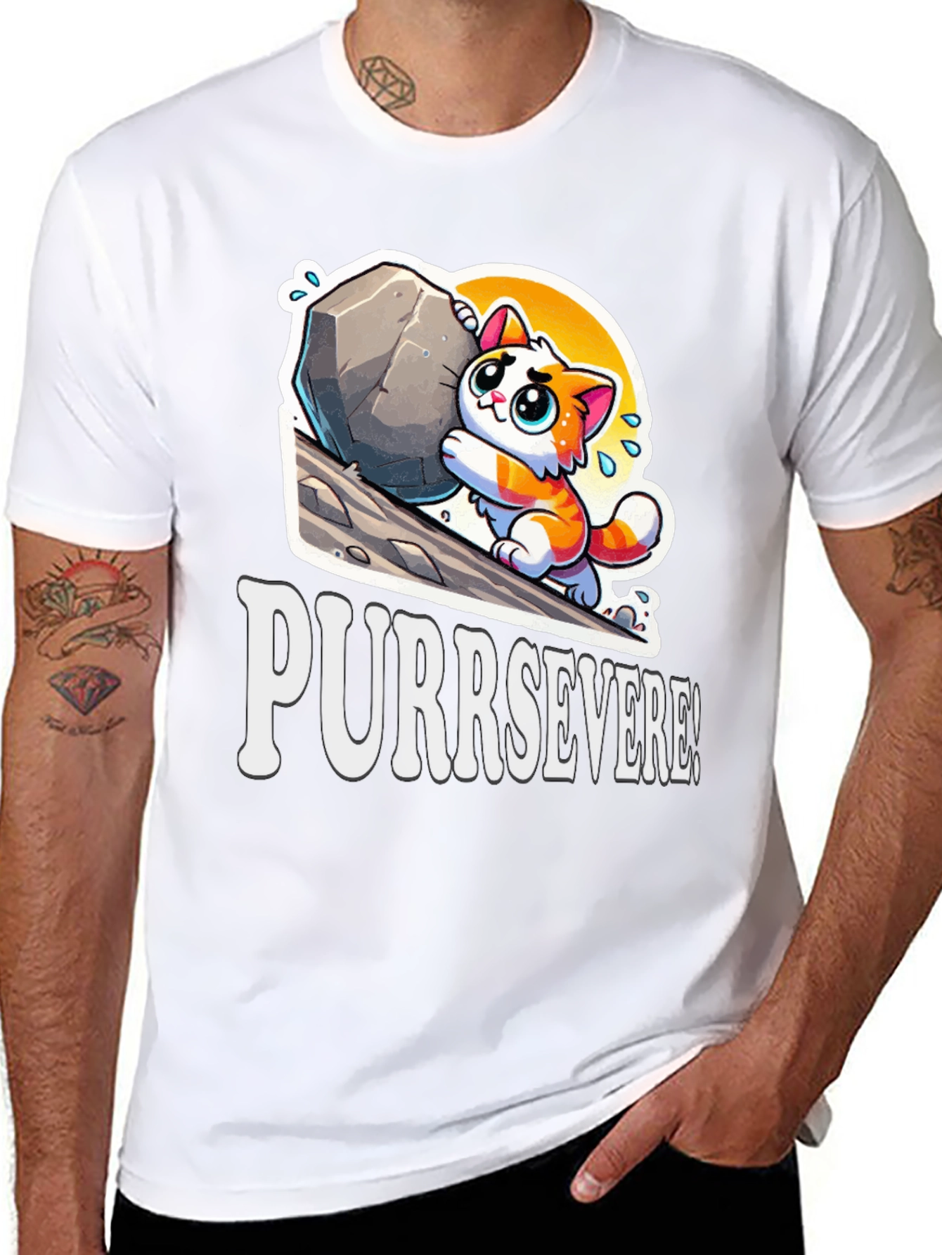Purrsevere Cat T-Shirt - Funny Graphic Tee