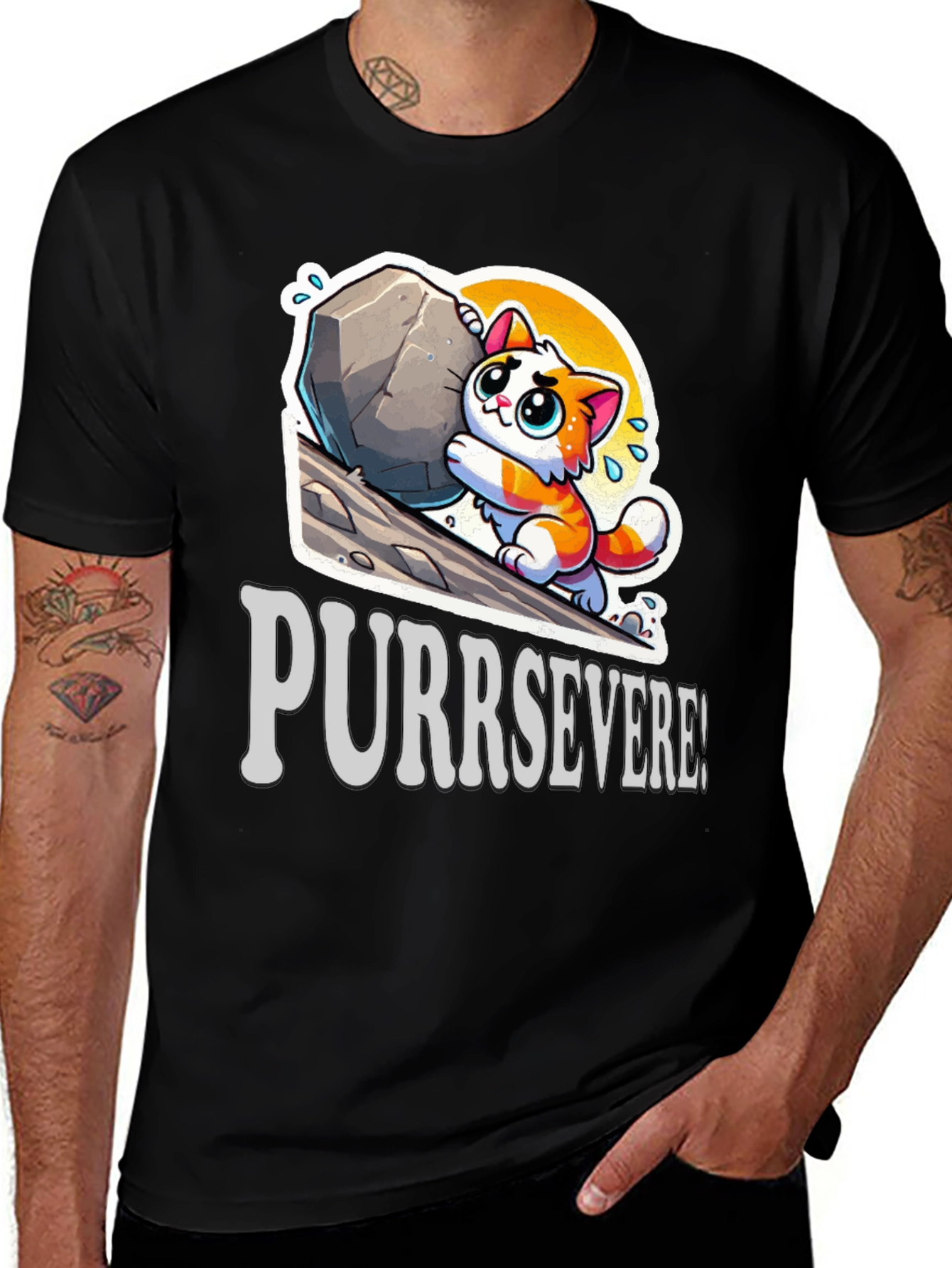 Purrsevere Cat T-Shirt - Funny Graphic Tee