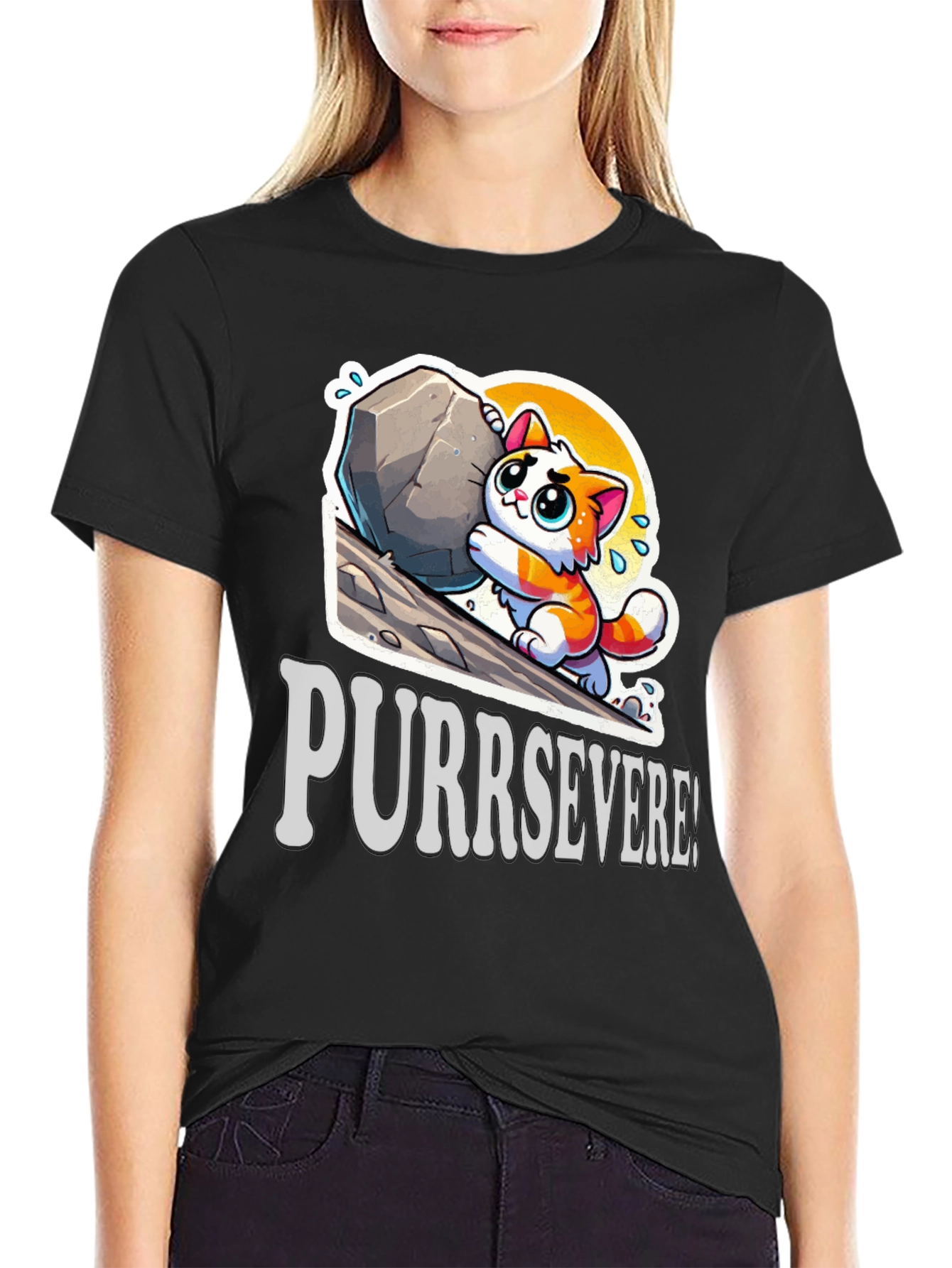 Purrsevere Cat T-Shirt - Funny Graphic Tee