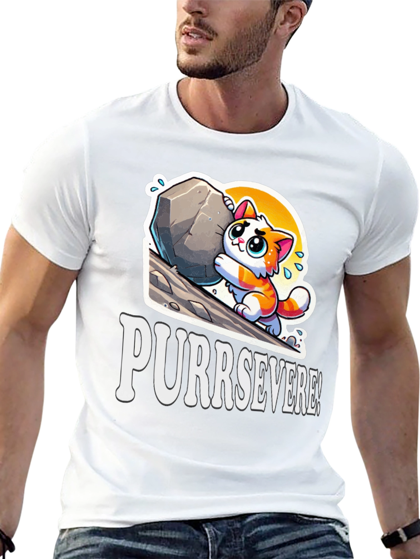 Purrsevere Cat T-Shirt - Funny Graphic Tee