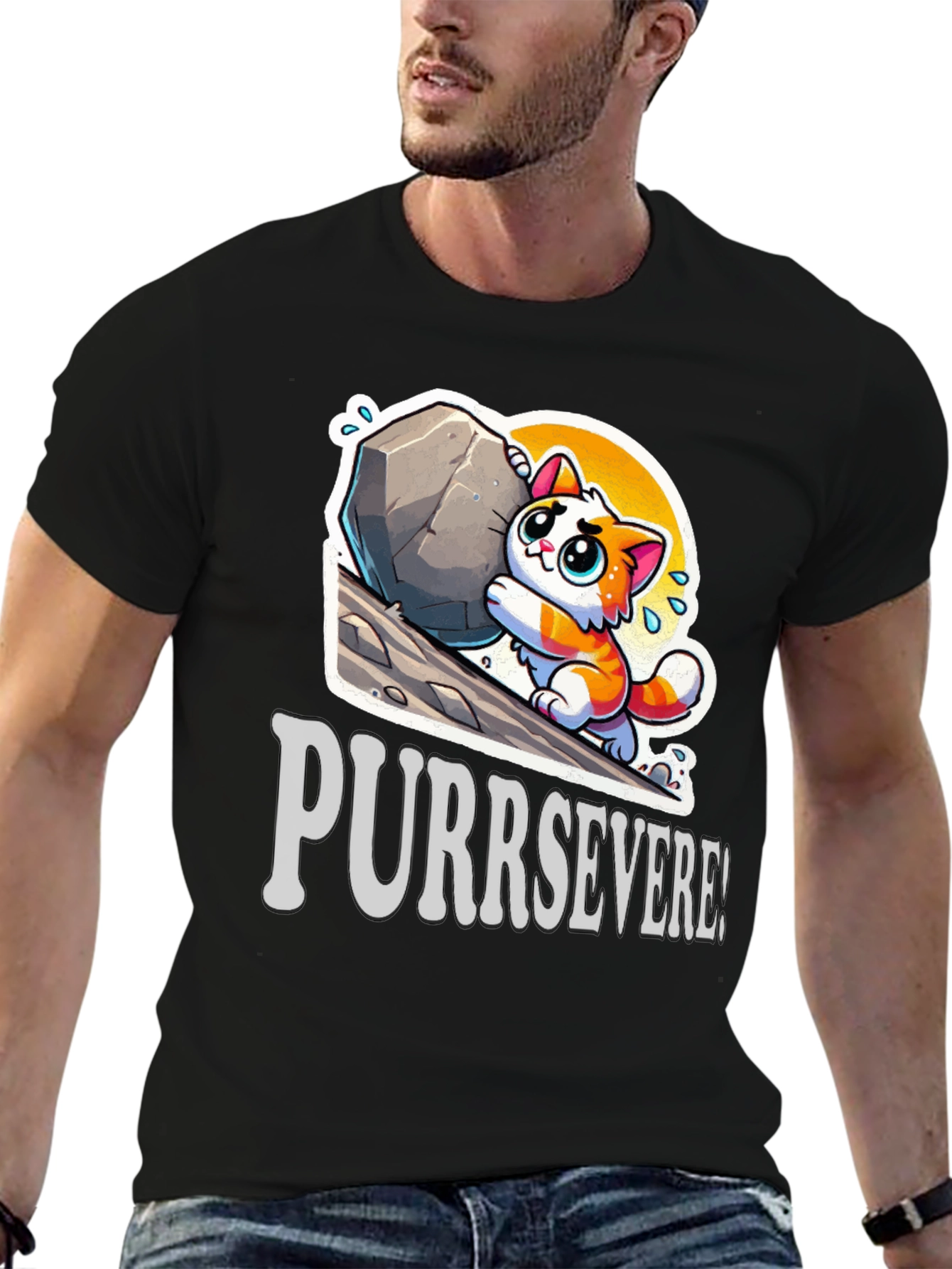 Purrsevere Cat T-Shirt - Funny Graphic Tee