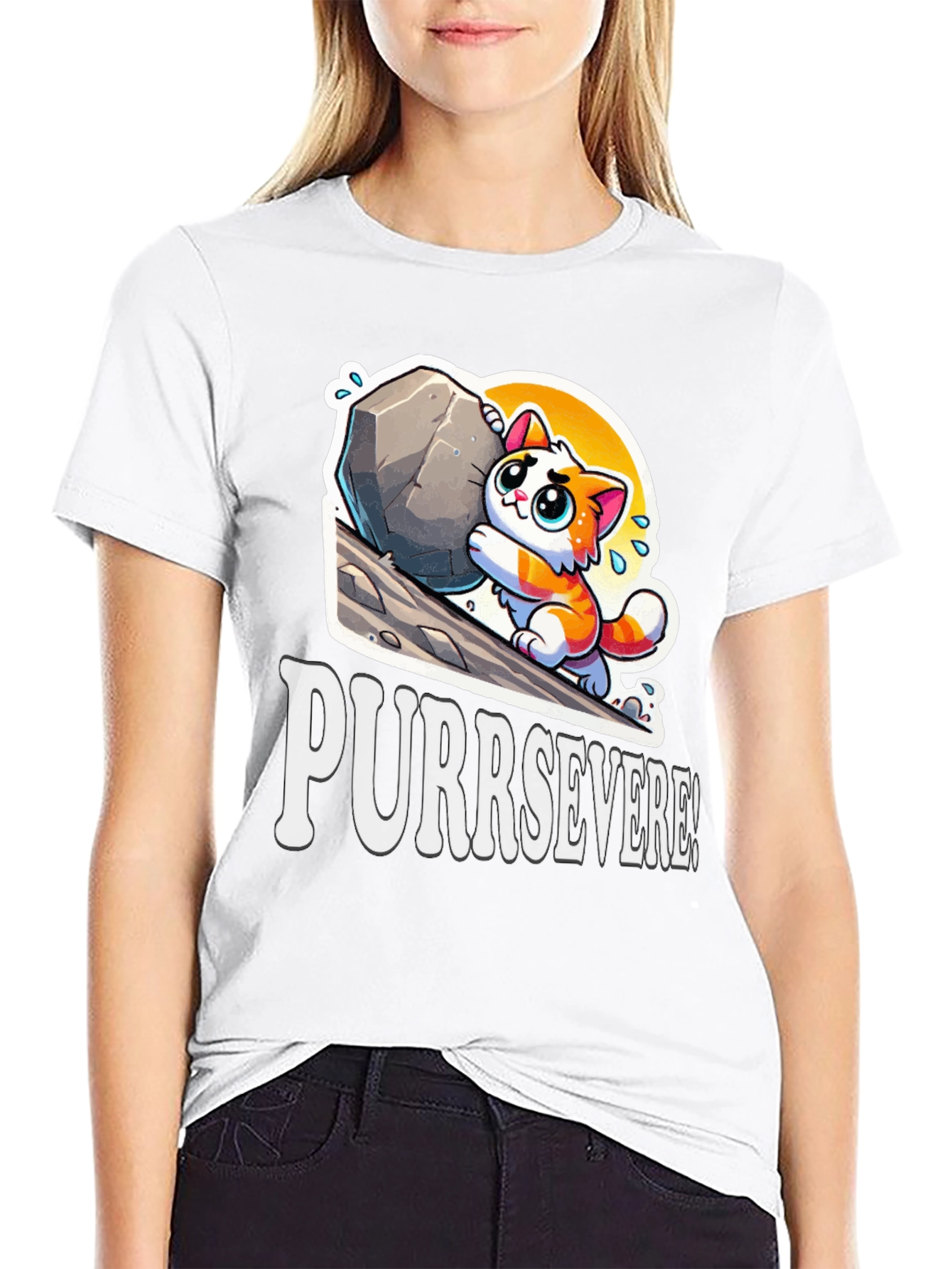 Purrsevere Cat T-Shirt - Funny Graphic Tee