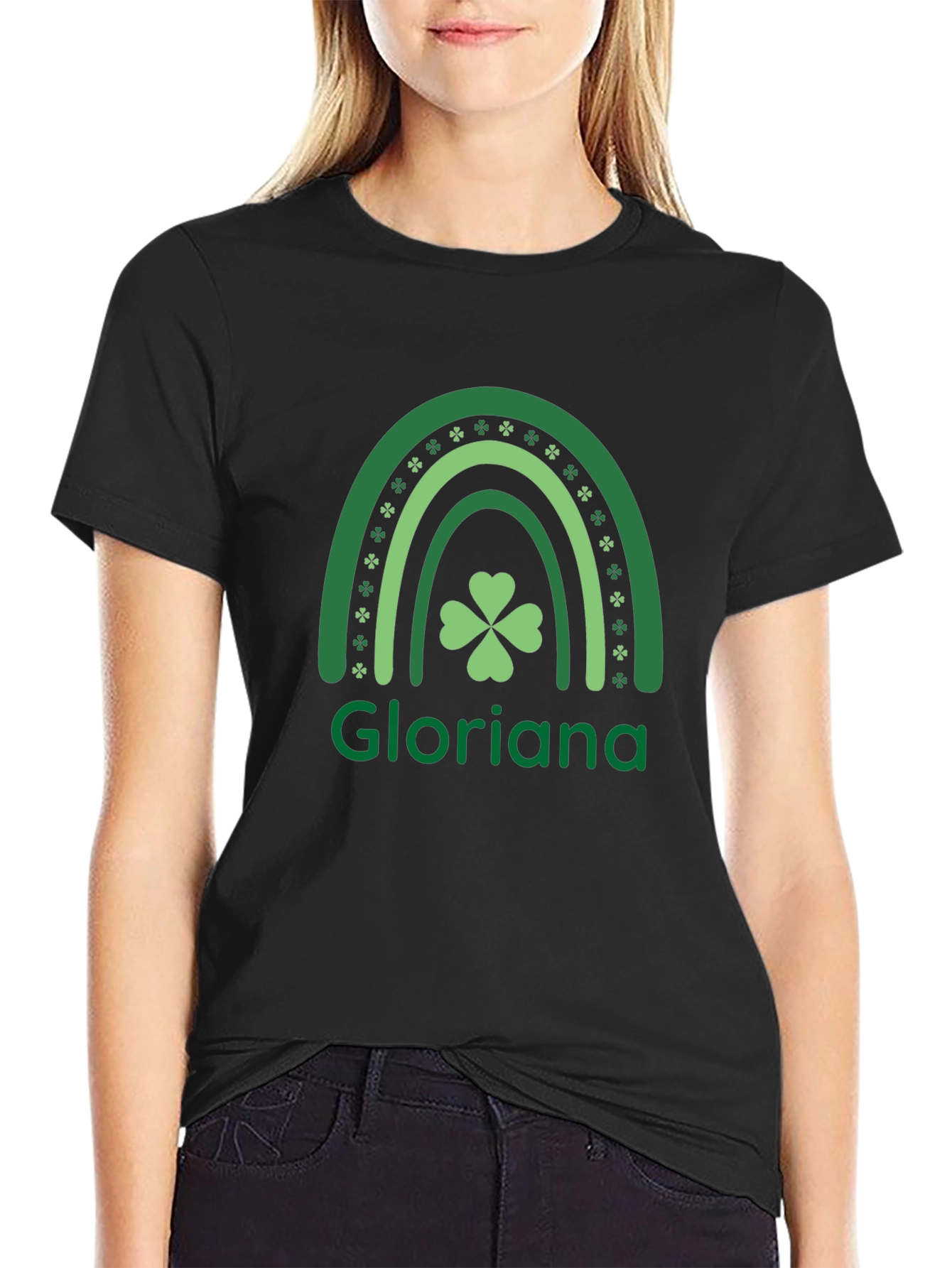 Gloriana Rainbow Shamrock St. Patricks Day T-Shirt