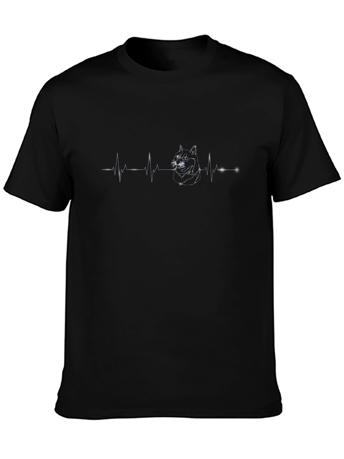 Dog Lovers Heartbeat T-Shirt - Black Cotton
