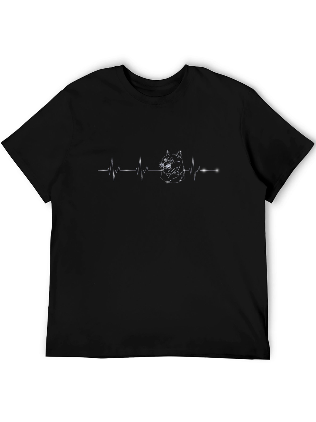 Dog Lovers Heartbeat T-Shirt - Black Cotton