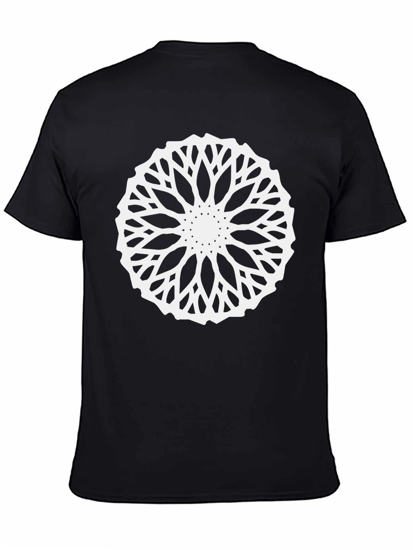 Black T-Shirt with Geometric Mandala Design