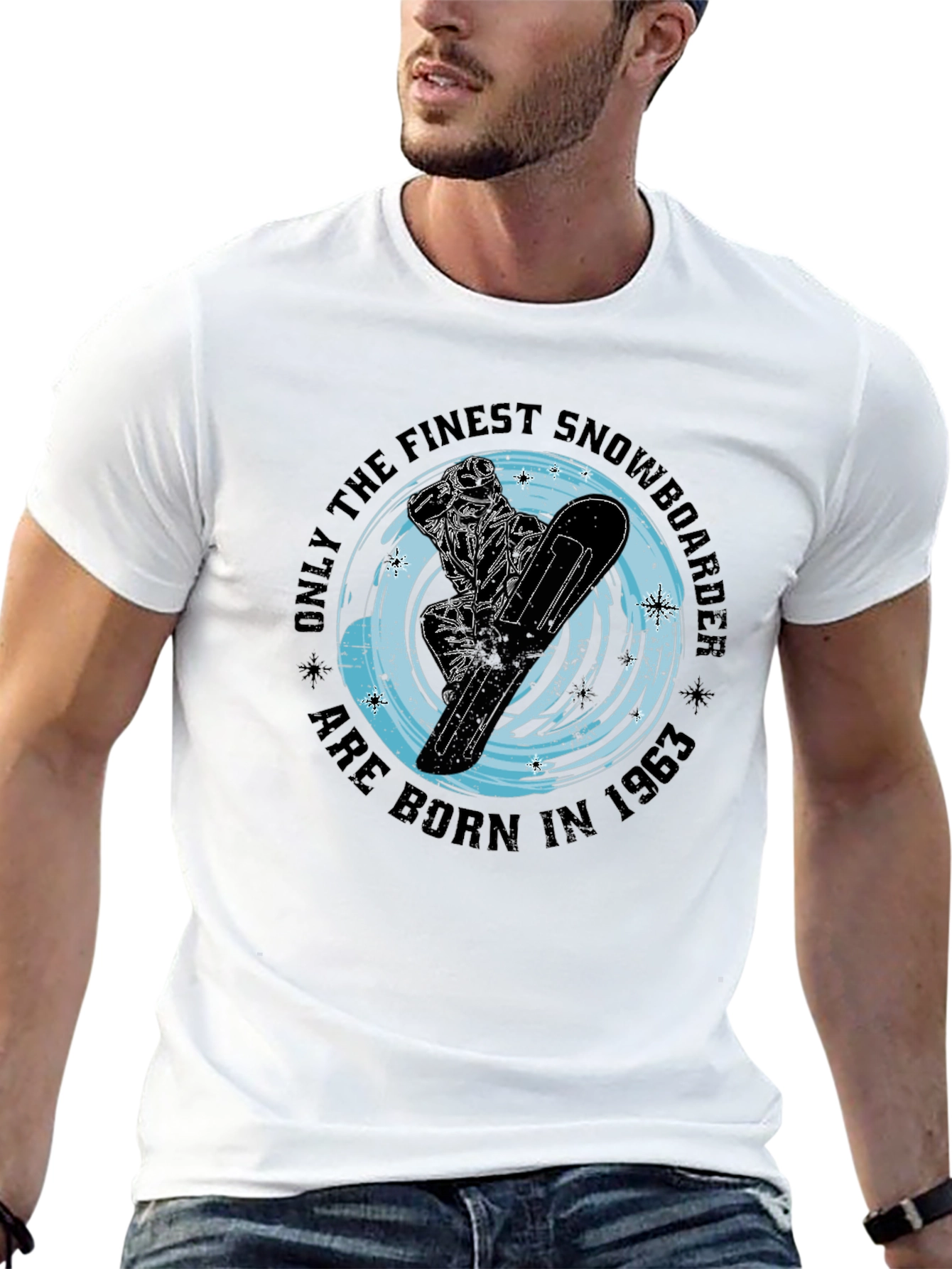 Finest Snowboarder Born in 1963 - Black T-Shirt