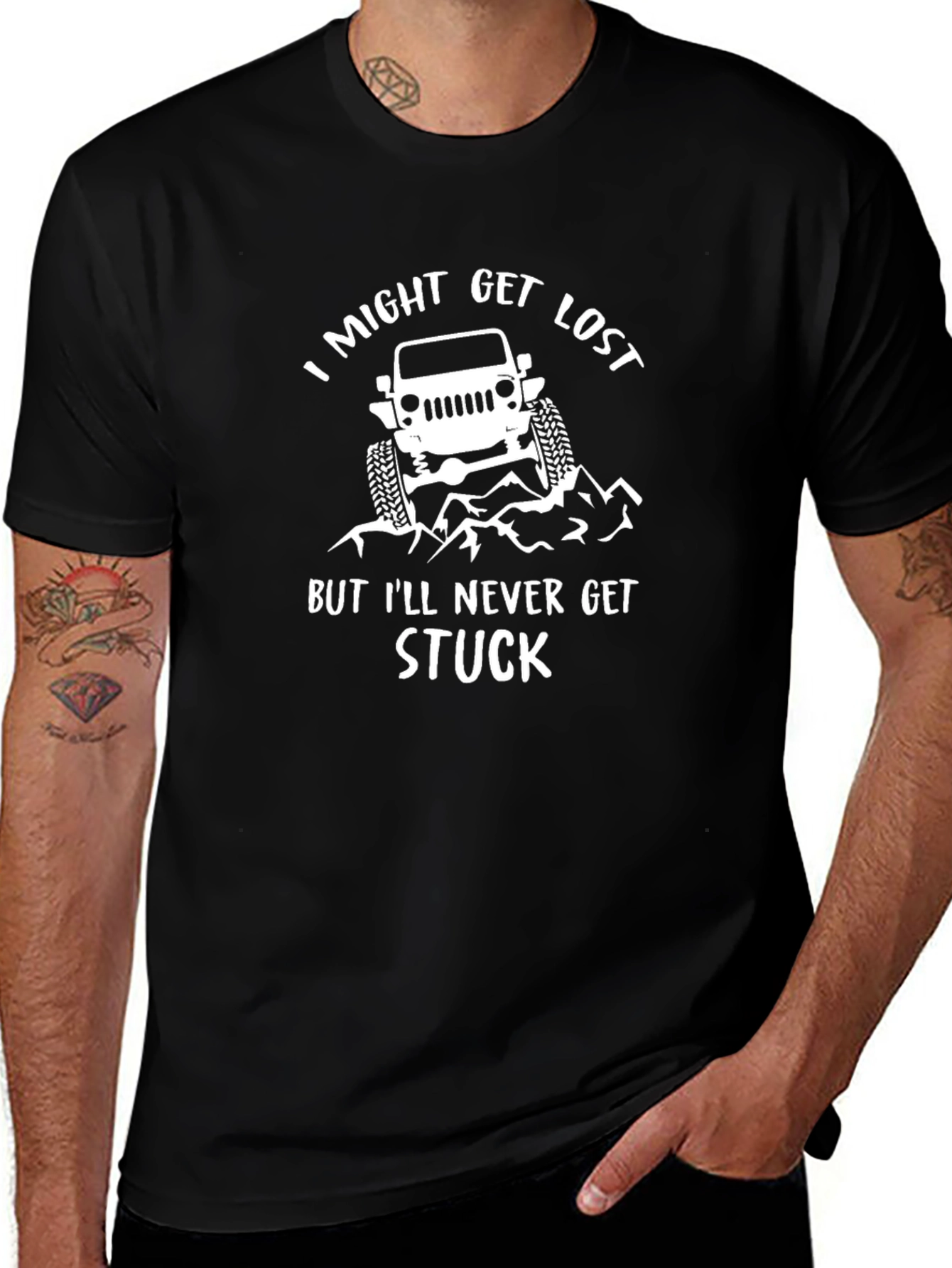 I Might Get Lost Never Stuck Black T-Shirt