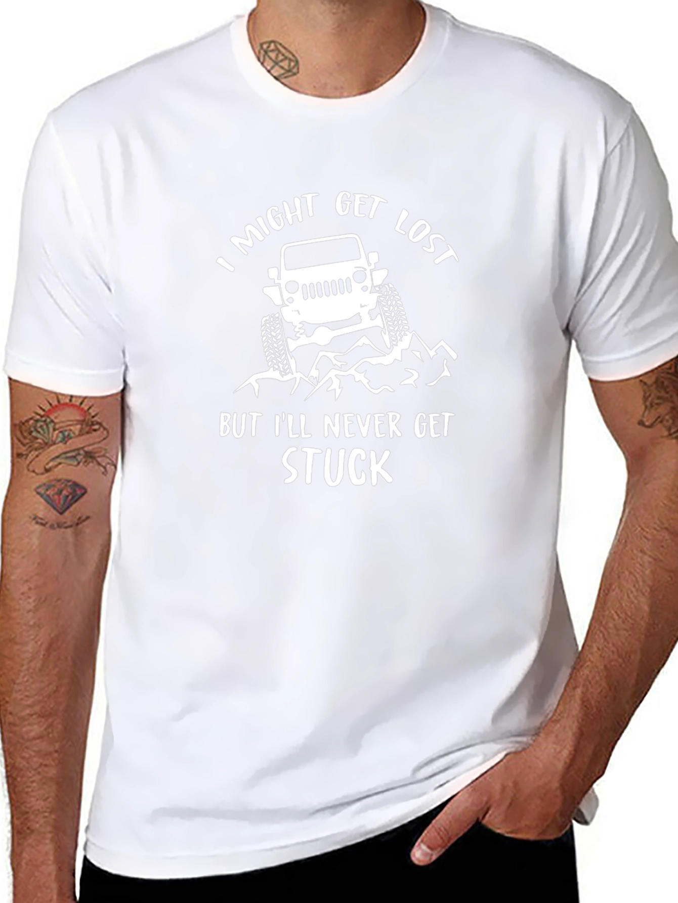 I Might Get Lost Never Stuck Black T-Shirt