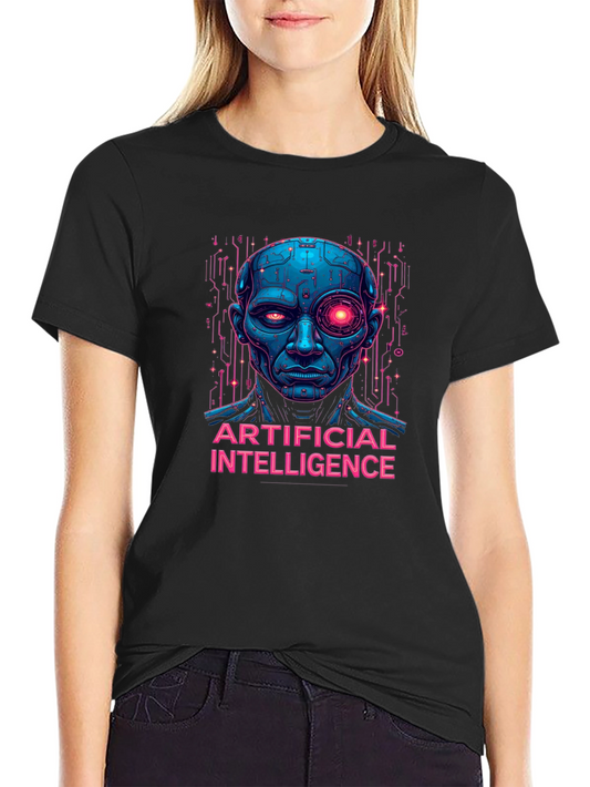 AI Robot Head T-Shirt - Unique Graphic Tee