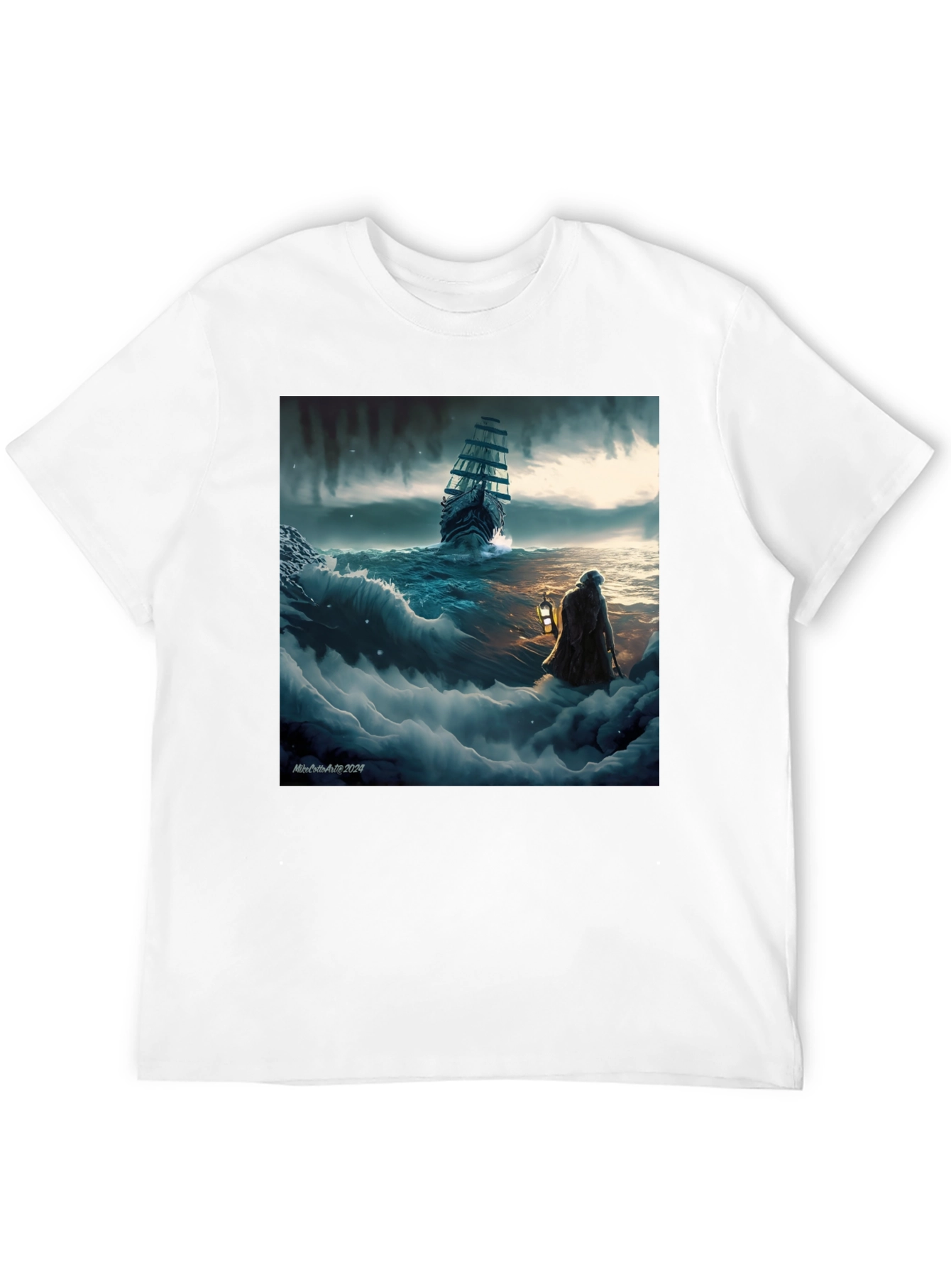 Stormy Seas Graphic Tee - Black Cotton Blend