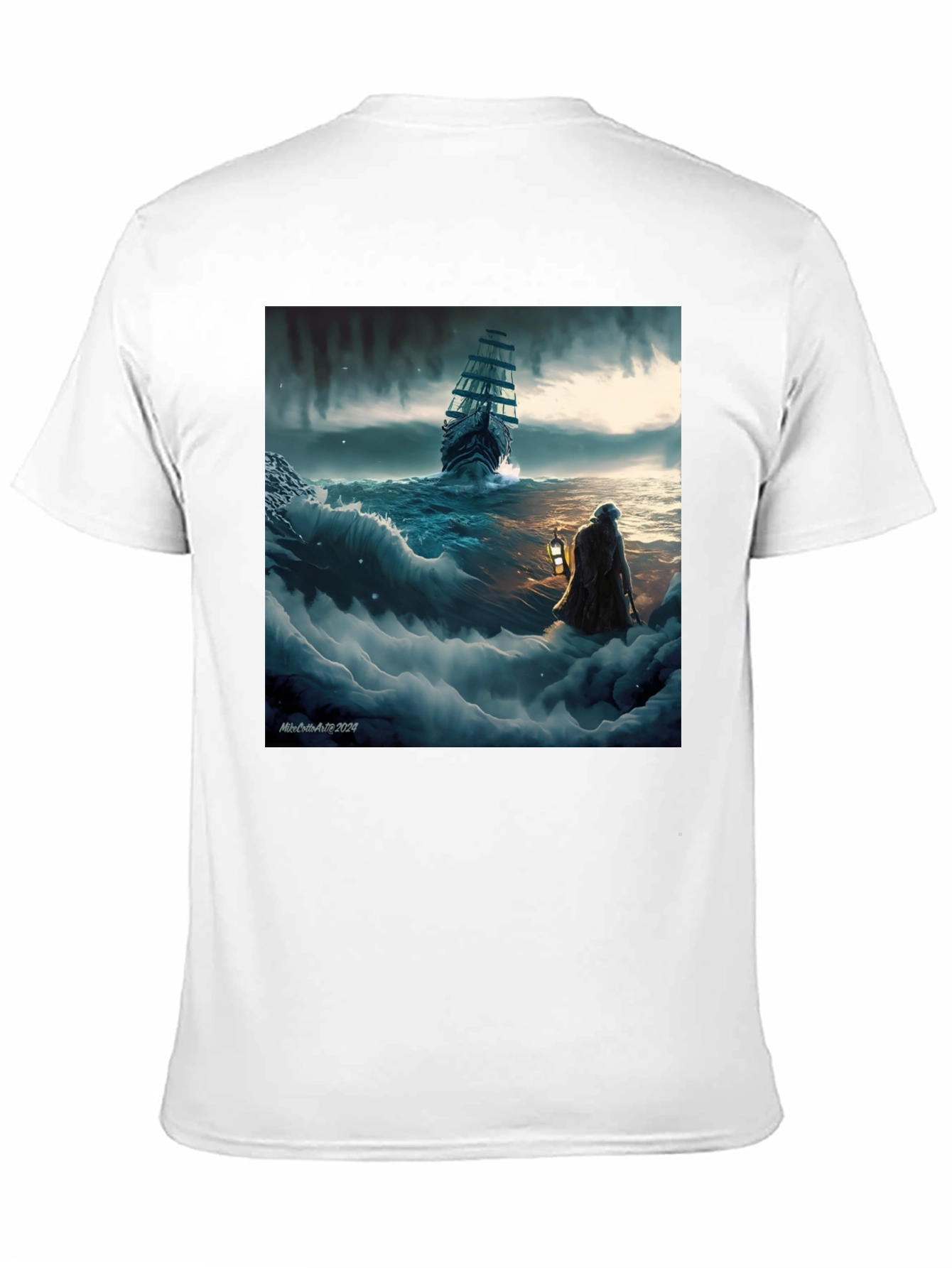 Stormy Seas Graphic Tee - Black Cotton Blend