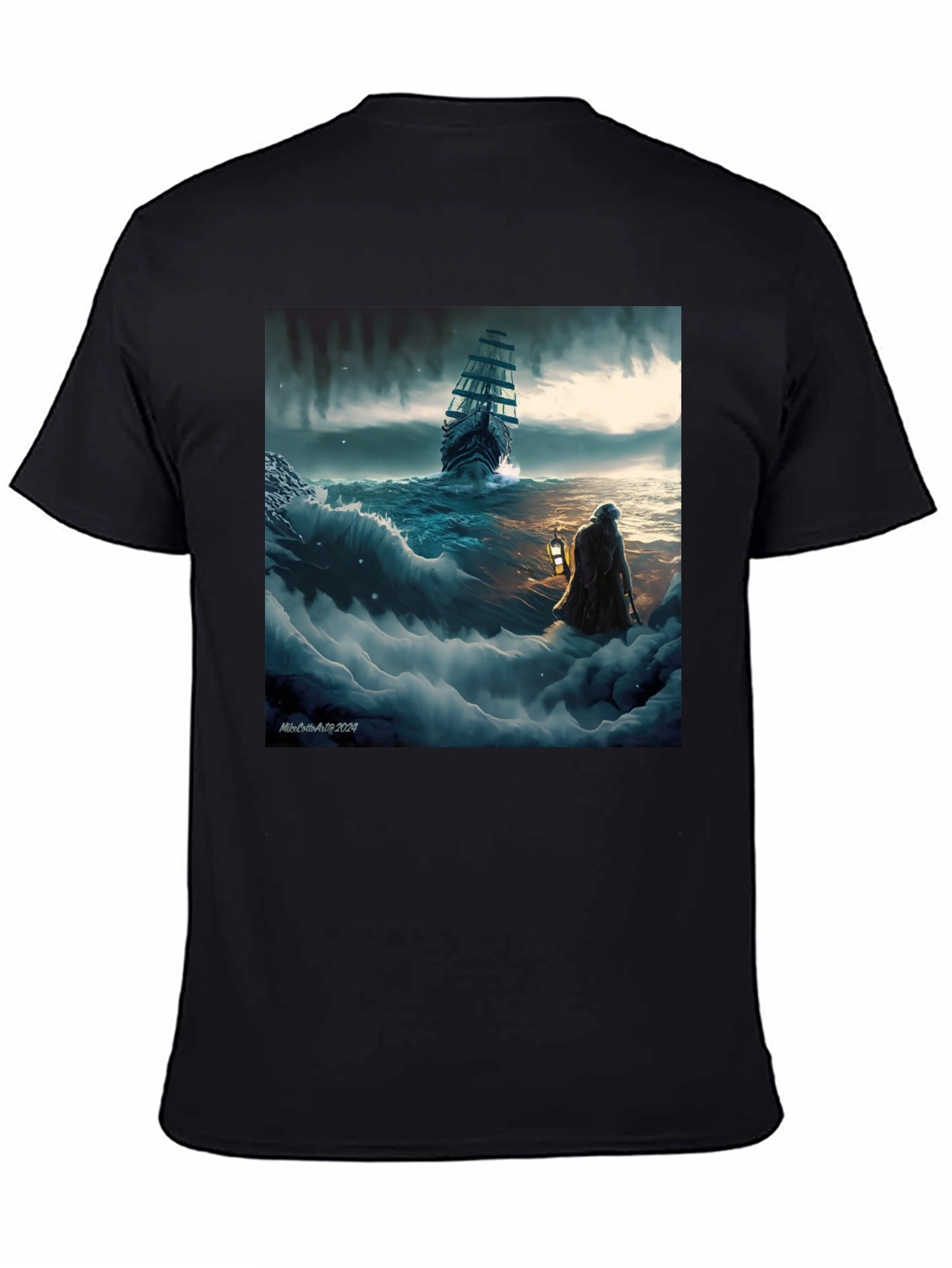Stormy Seas Graphic Tee - Black Cotton Blend