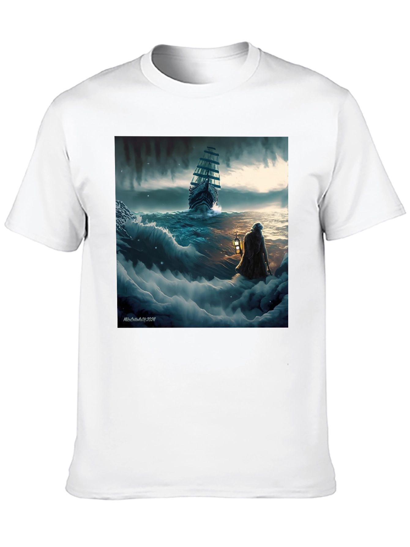 Stormy Seas Graphic Tee - Black Cotton Blend