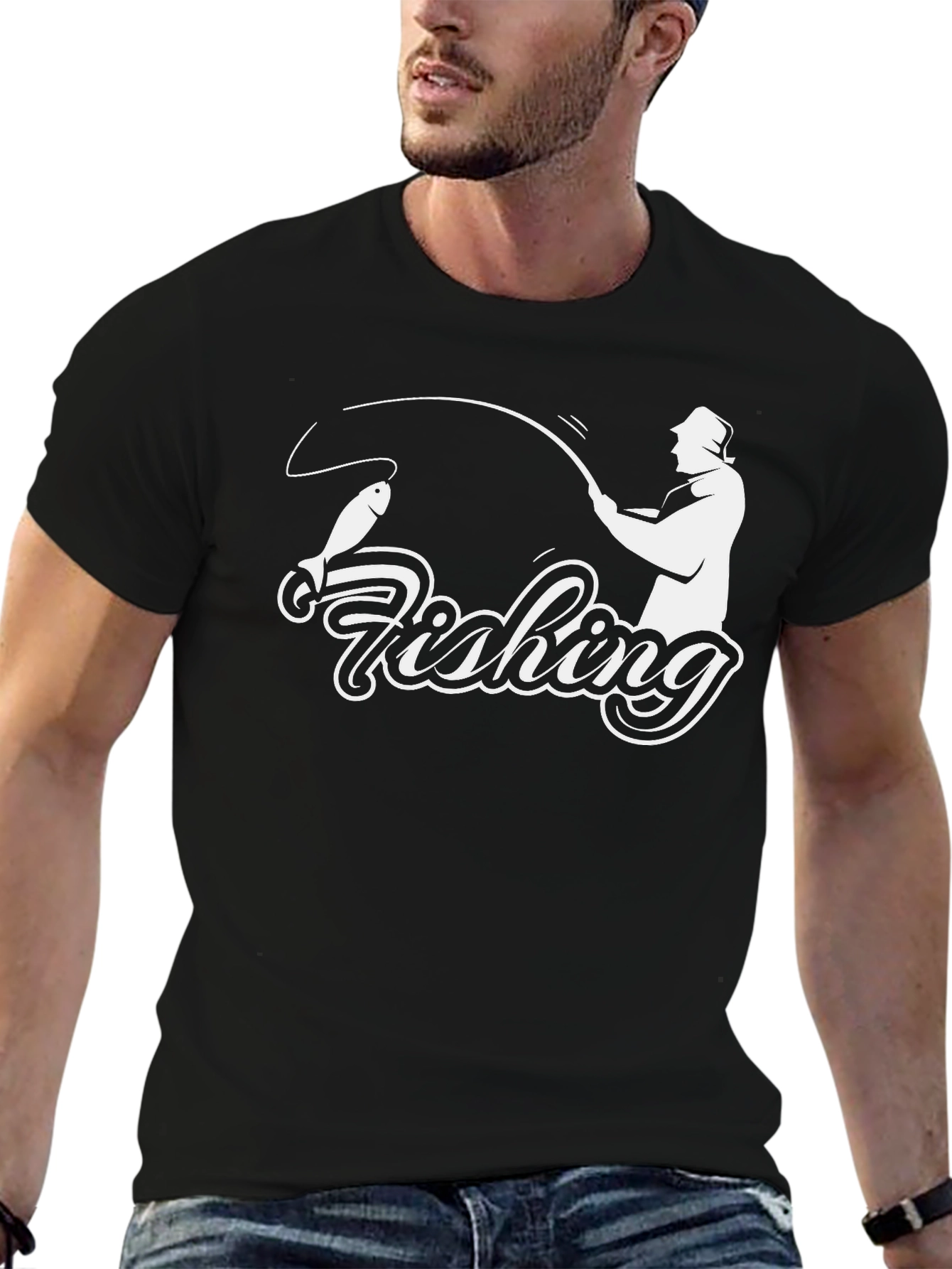 Fishing Graphic Tee - Mens Black T-Shirt
