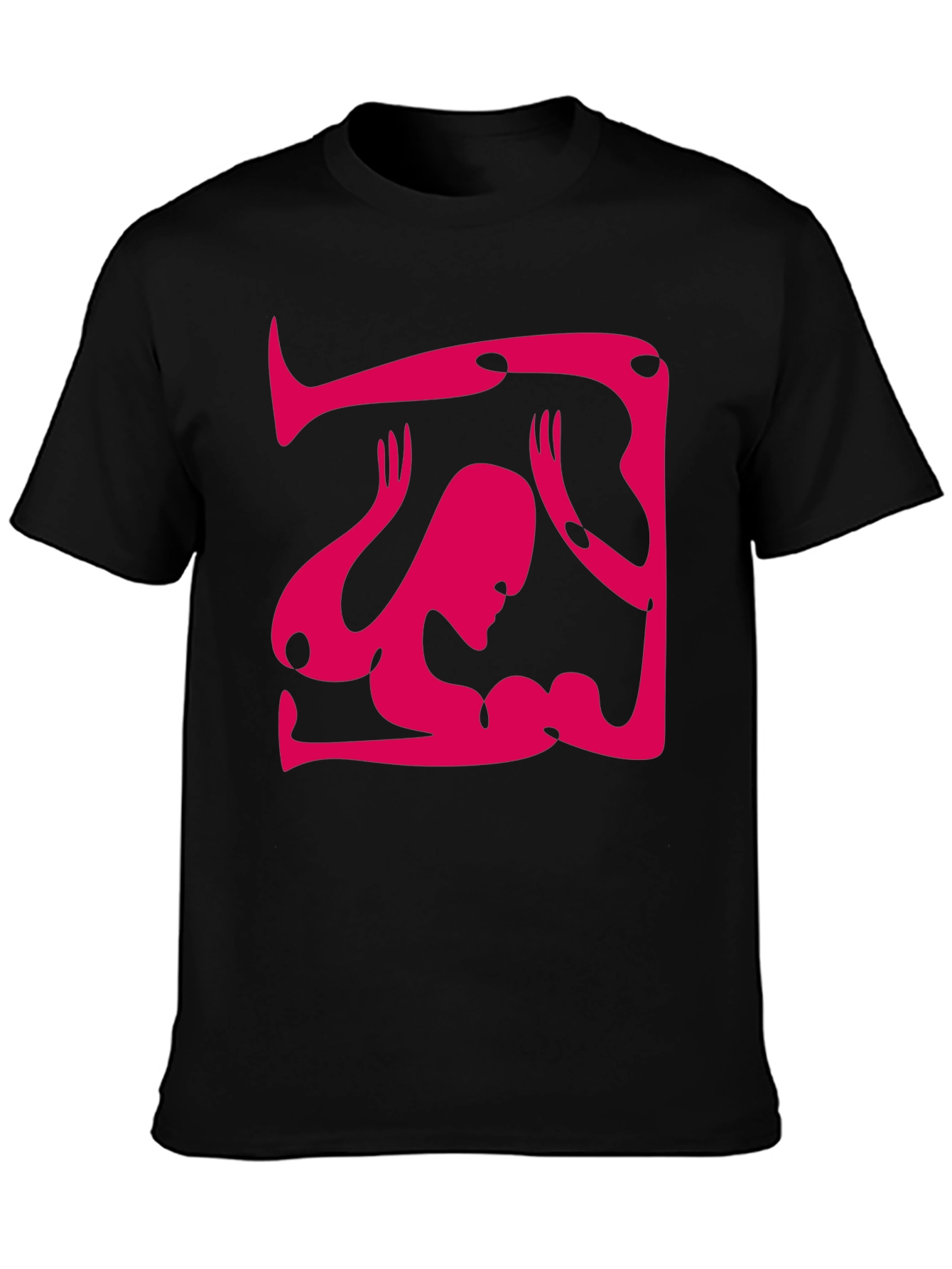 Abstract Graphic Tee - Unique Design Black Cotton Shirt