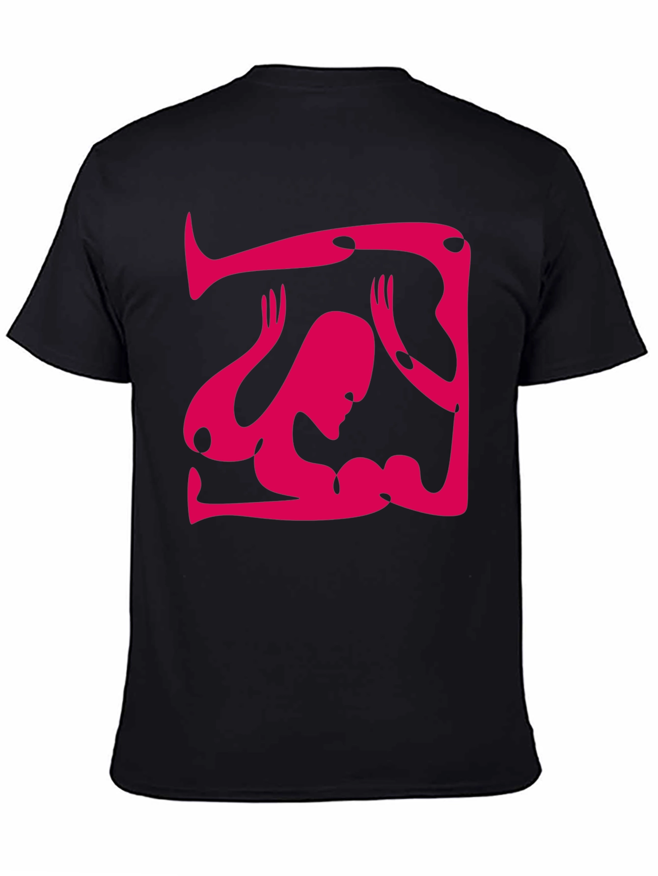 Abstract Graphic Tee - Unique Design Black Cotton Shirt
