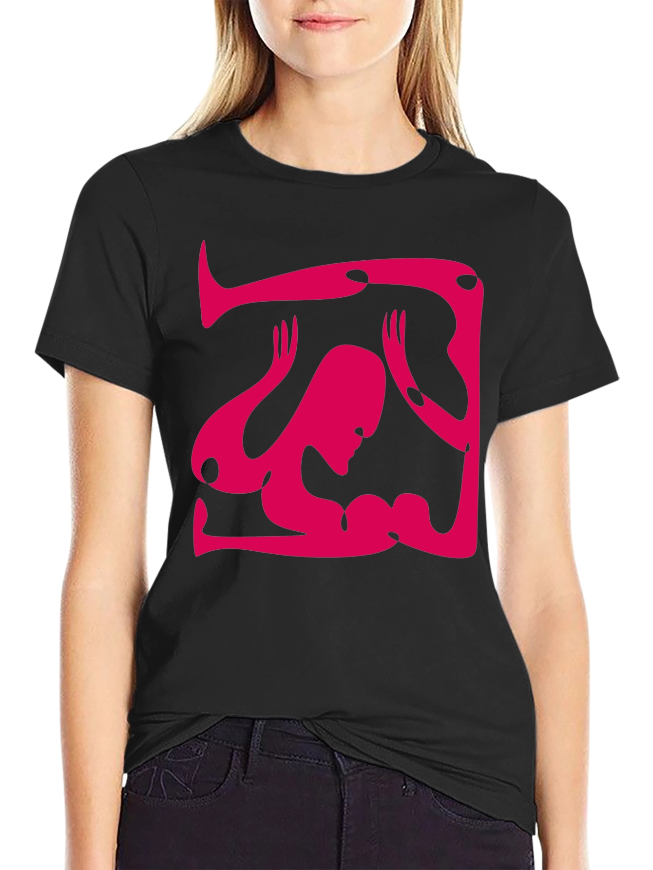 Abstract Graphic Tee - Unique Design Black Cotton Shirt