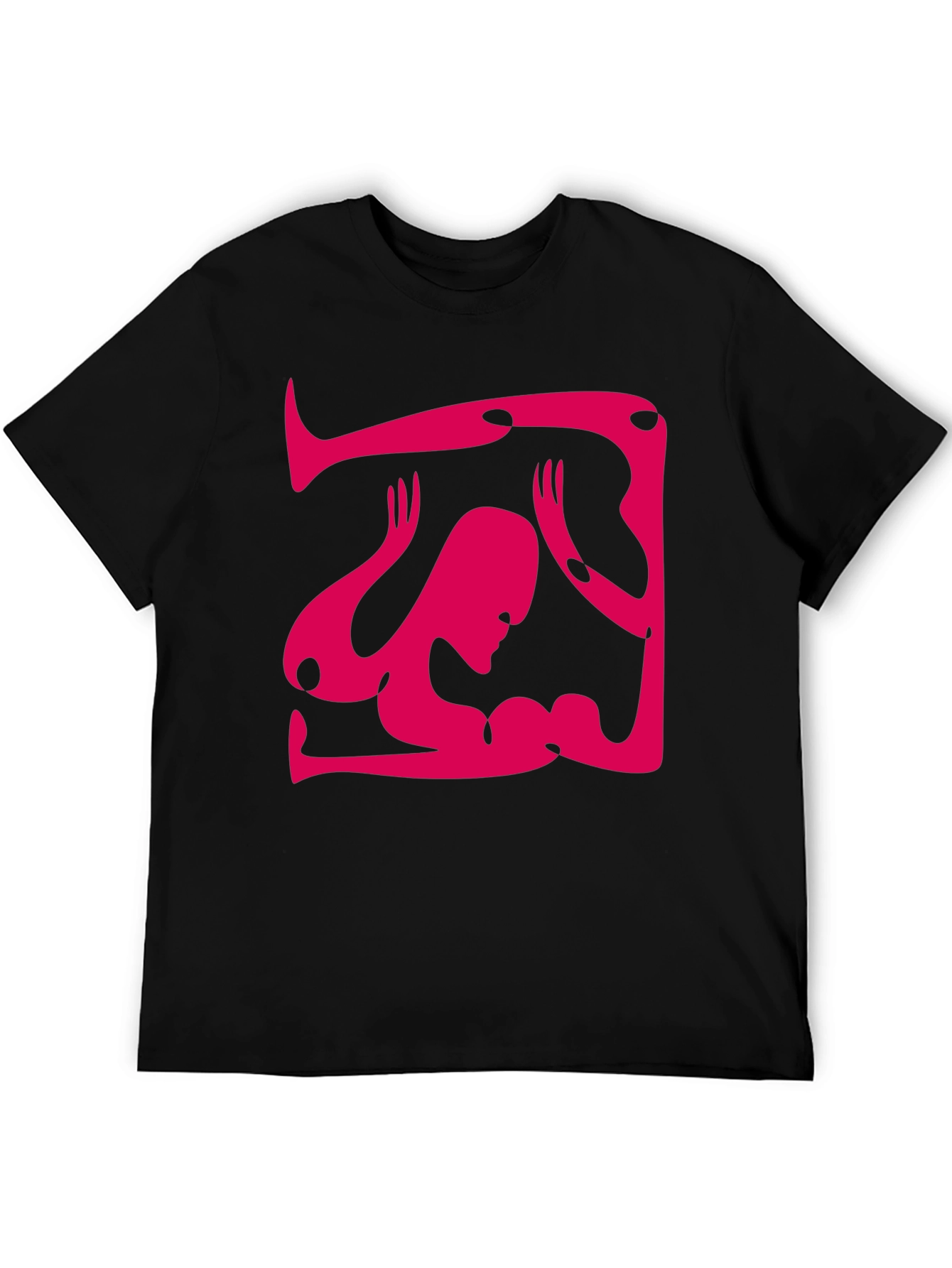 Abstract Graphic Tee - Unique Design Black Cotton Shirt