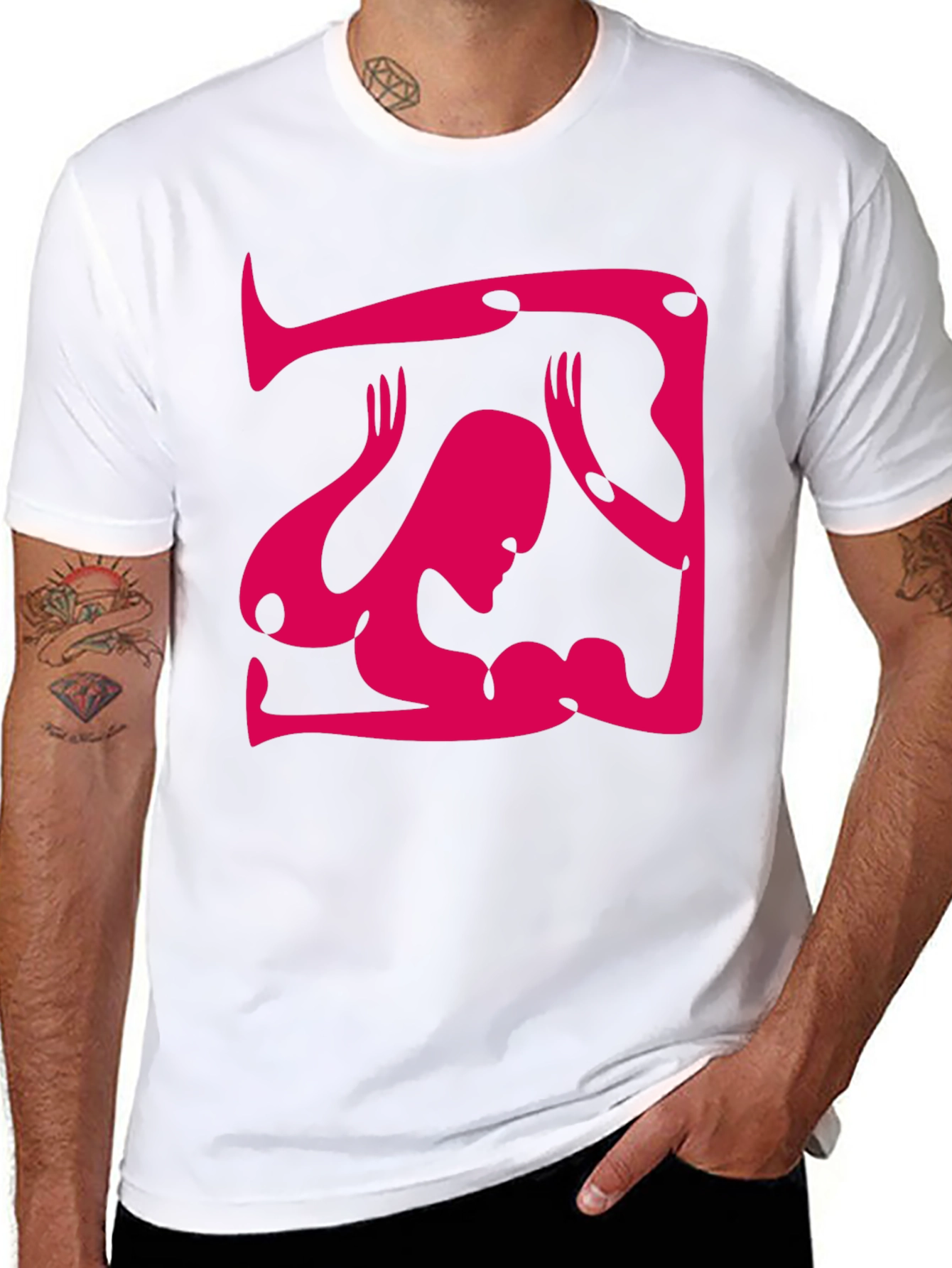 Abstract Graphic Tee - Unique Design Black Cotton Shirt