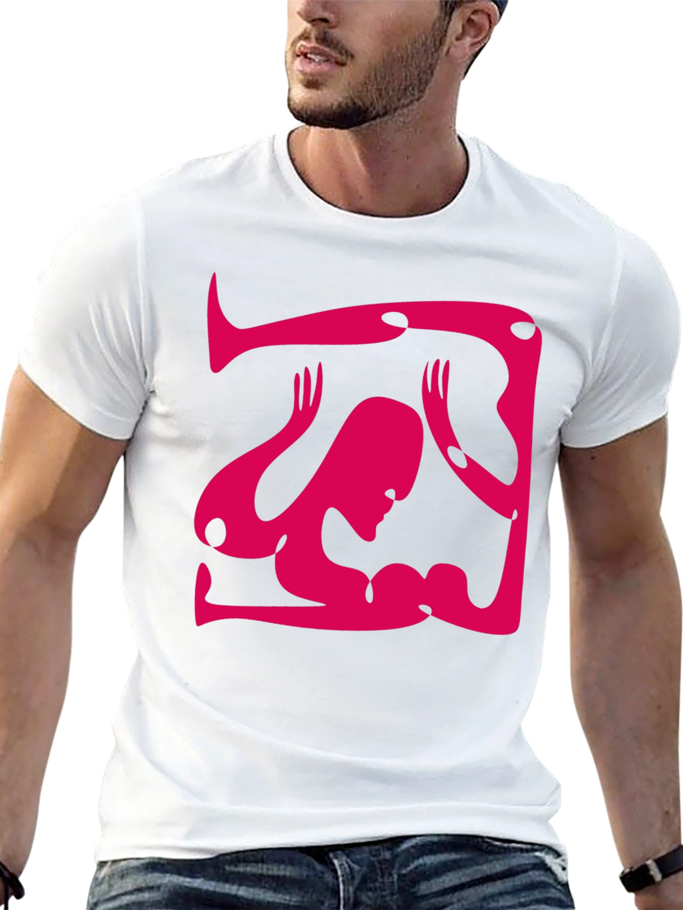 Abstract Graphic Tee - Unique Design Black Cotton Shirt