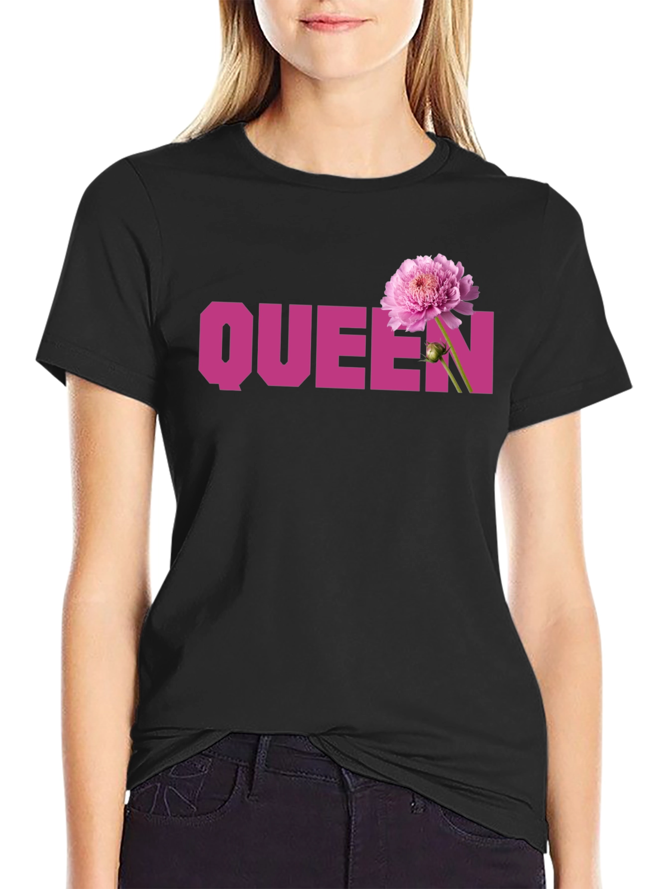 Queen Flower Graphic Tee - Stylish Womens T-Shirt