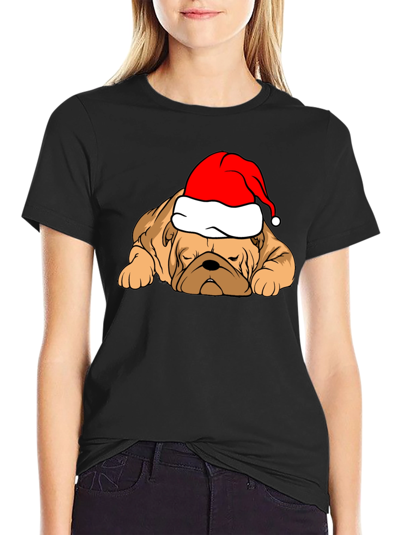 Festive Bulldog T-Shirt - Christmas Dog Tee