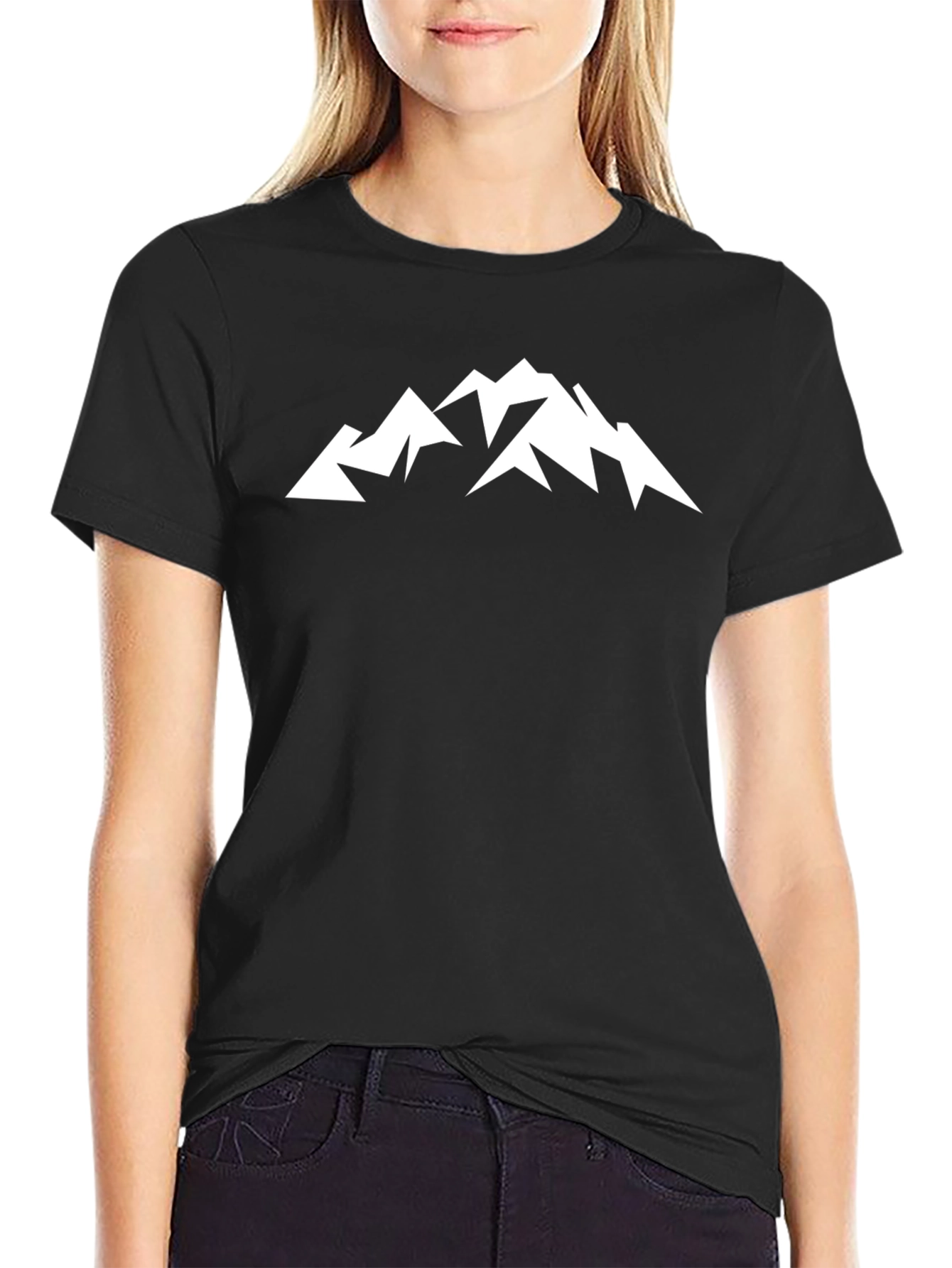 Mountain Peak Graphic Tee - Black Cotton Blend
