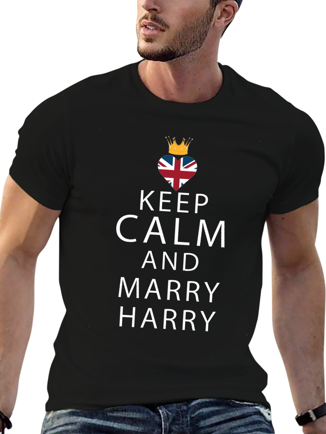 Keep Calm and Marry Harry Black T-Shirt