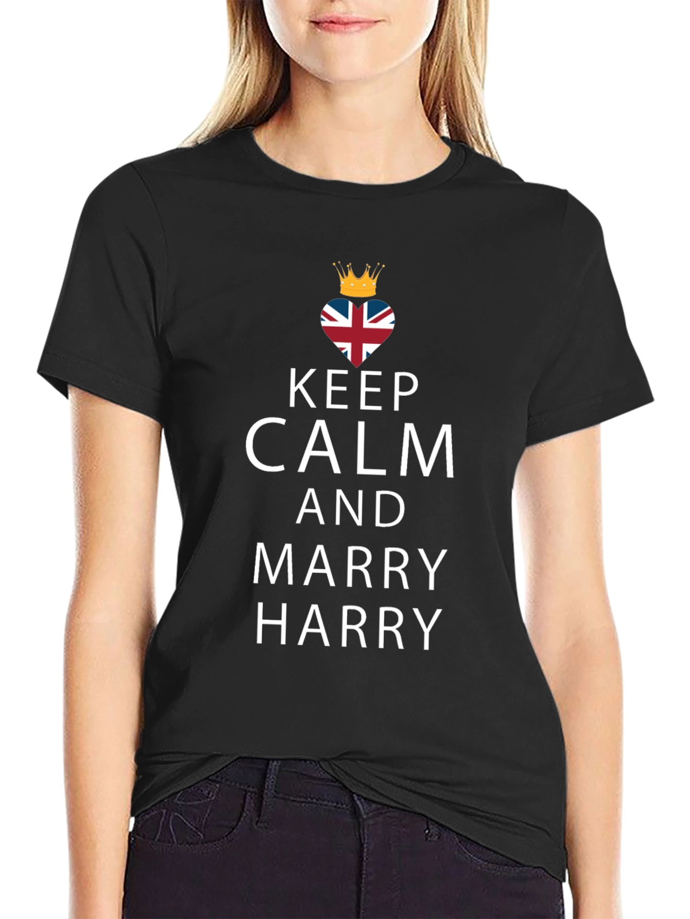 Keep Calm and Marry Harry Black T-Shirt