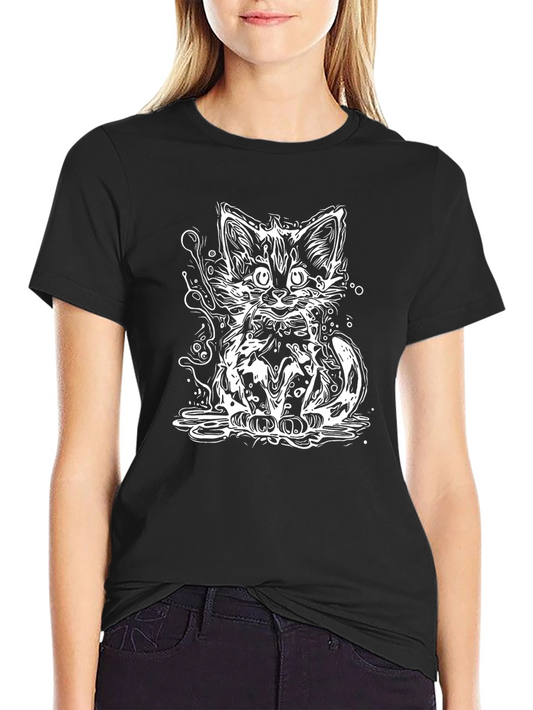 Cool Cat Sketch Black T-Shirt