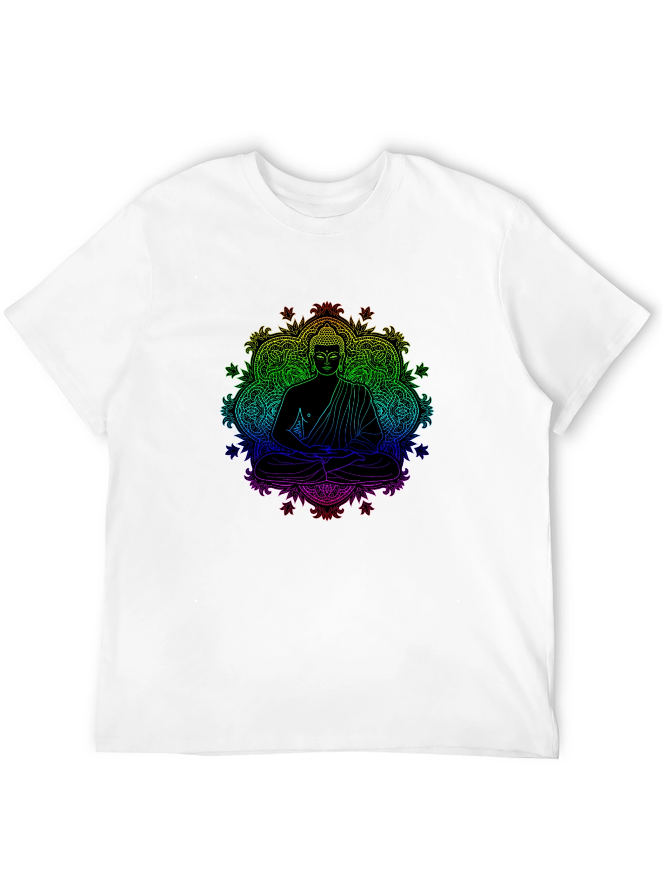 Rainbow Buddha Graphic Black T-Shirt