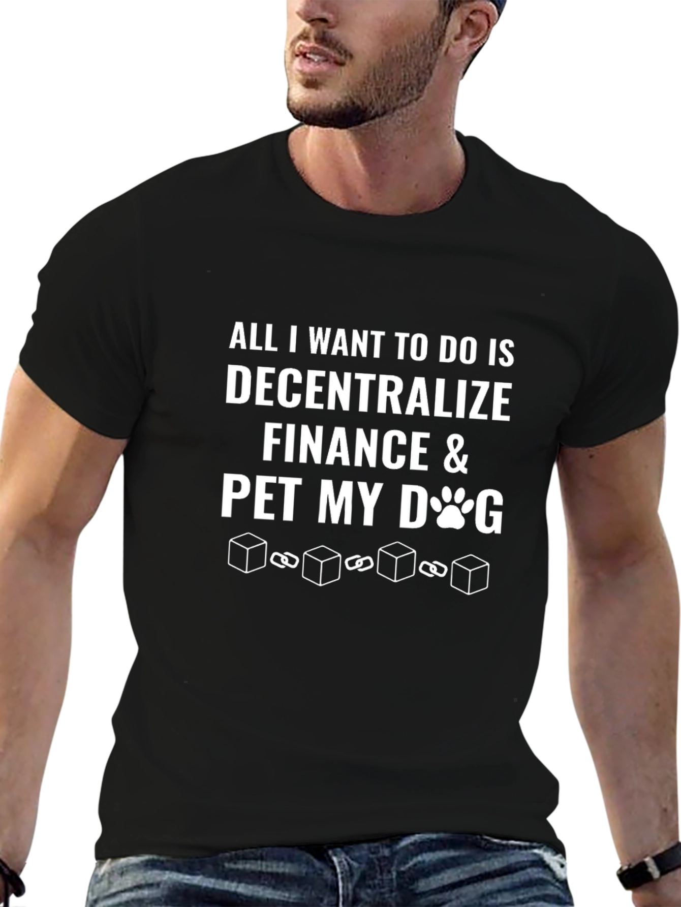 Decentralize Finance Pet Dog Black Graphic T-Shirt
