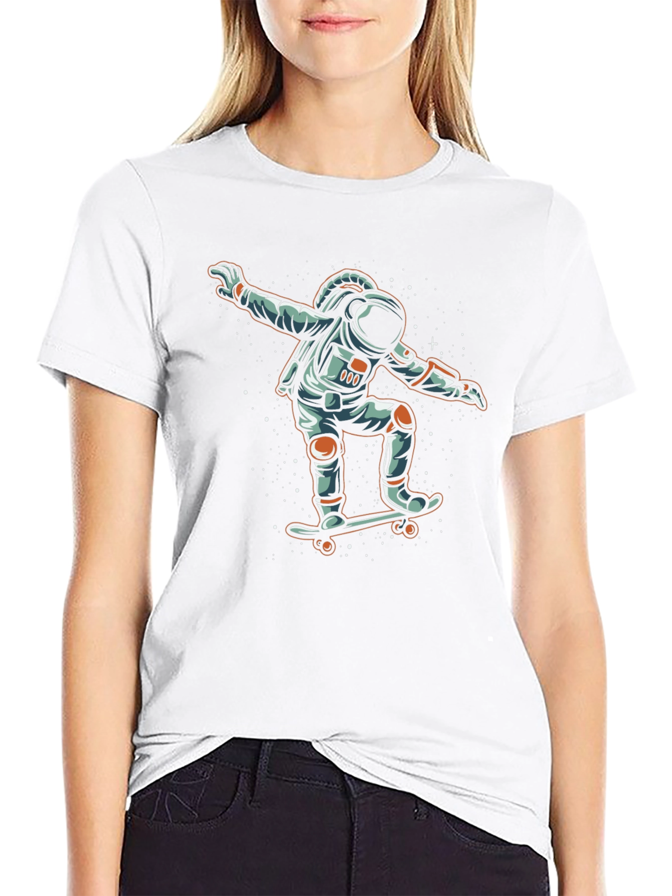 Astronaut Skateboarder Graphic Tee