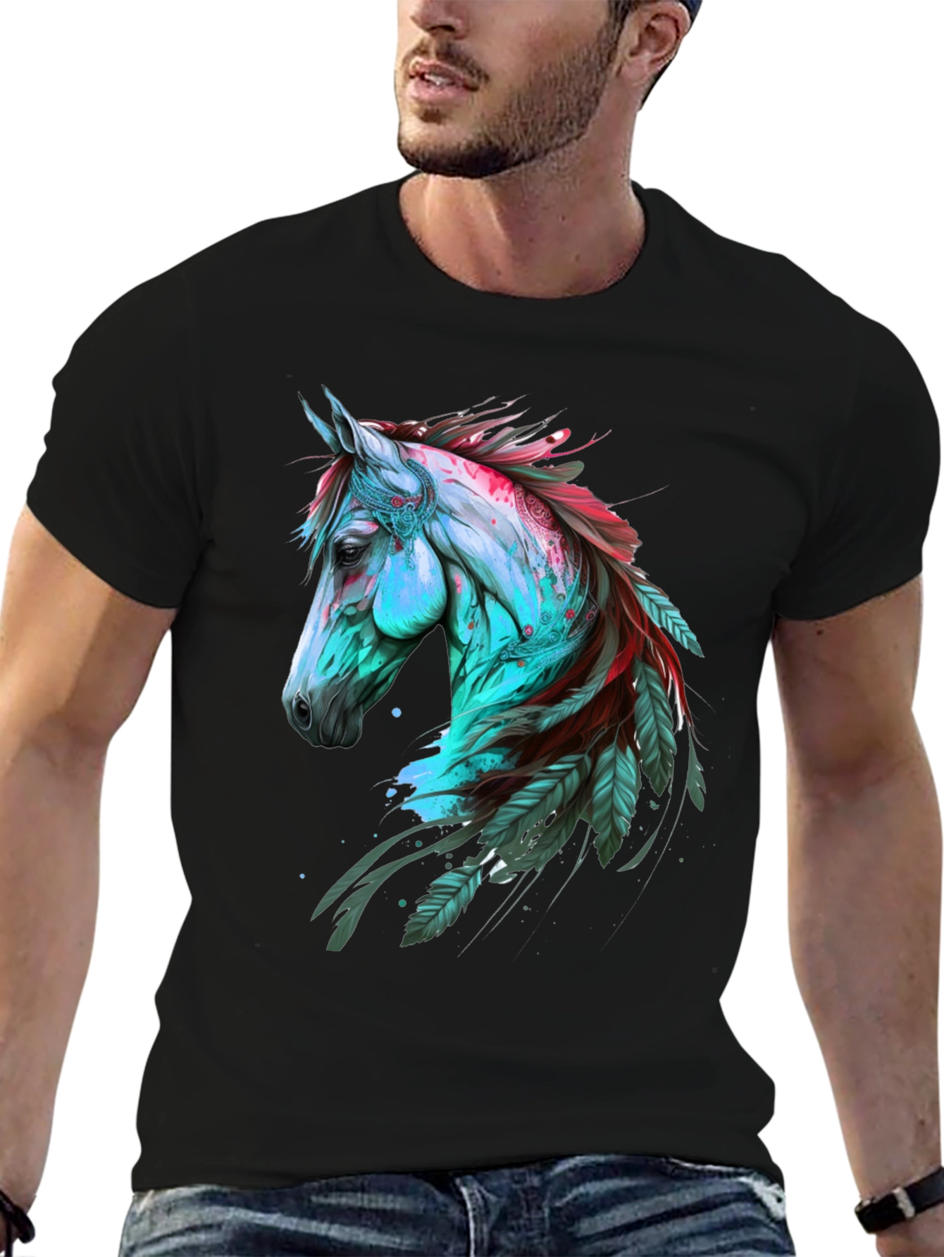 Horse & Feather Graphic Tee - Bold Style