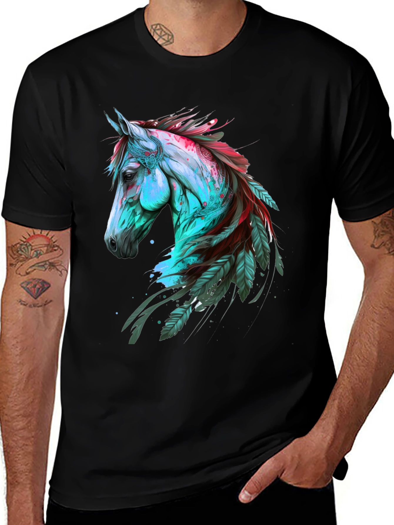 Horse & Feather Graphic Tee - Bold Style