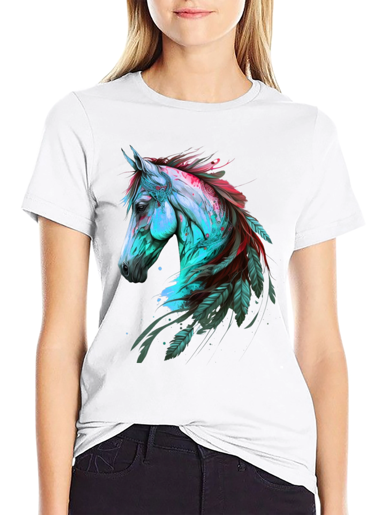 Horse & Feather Graphic Tee - Bold Style