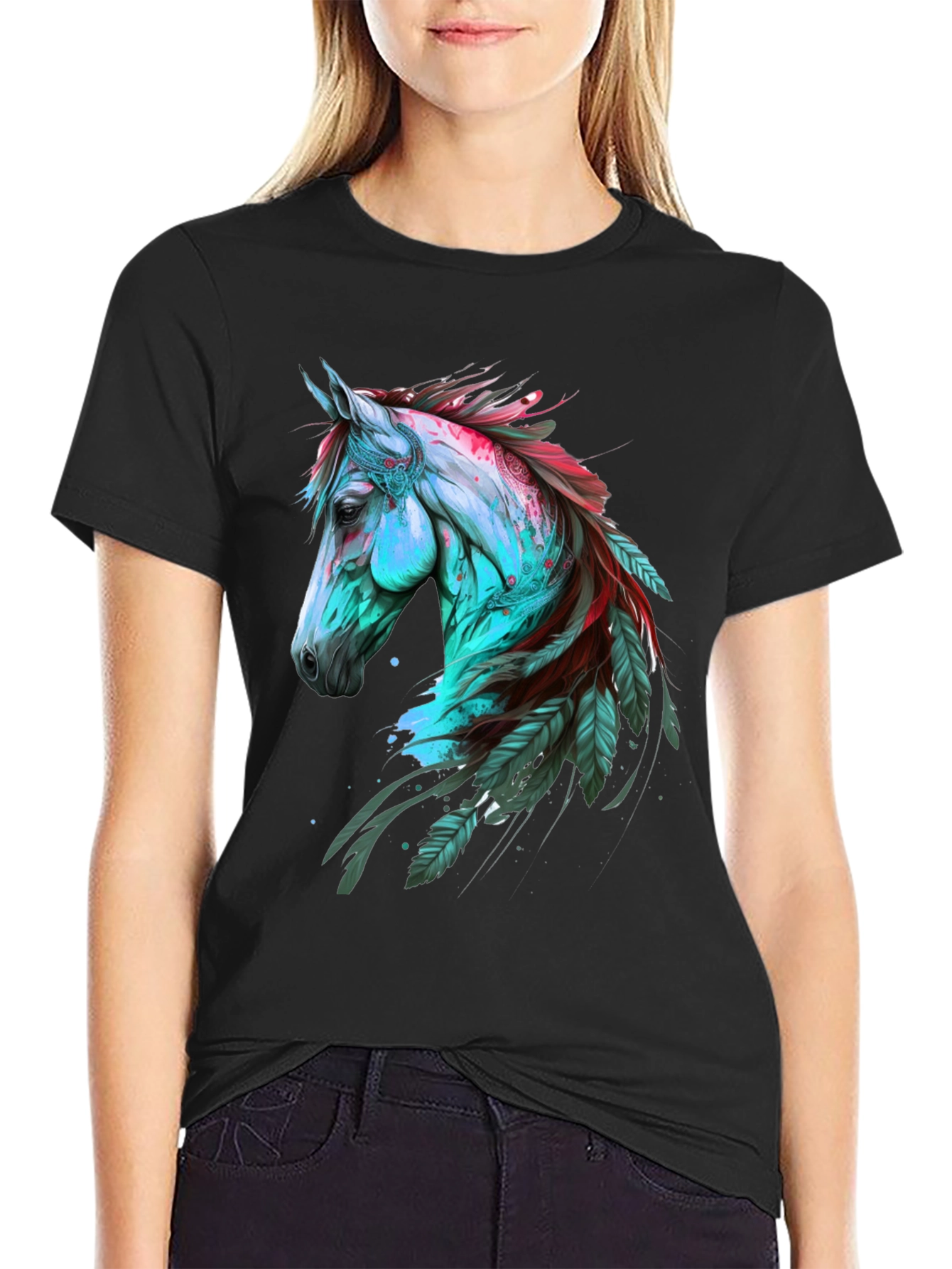 Horse & Feather Graphic Tee - Bold Style