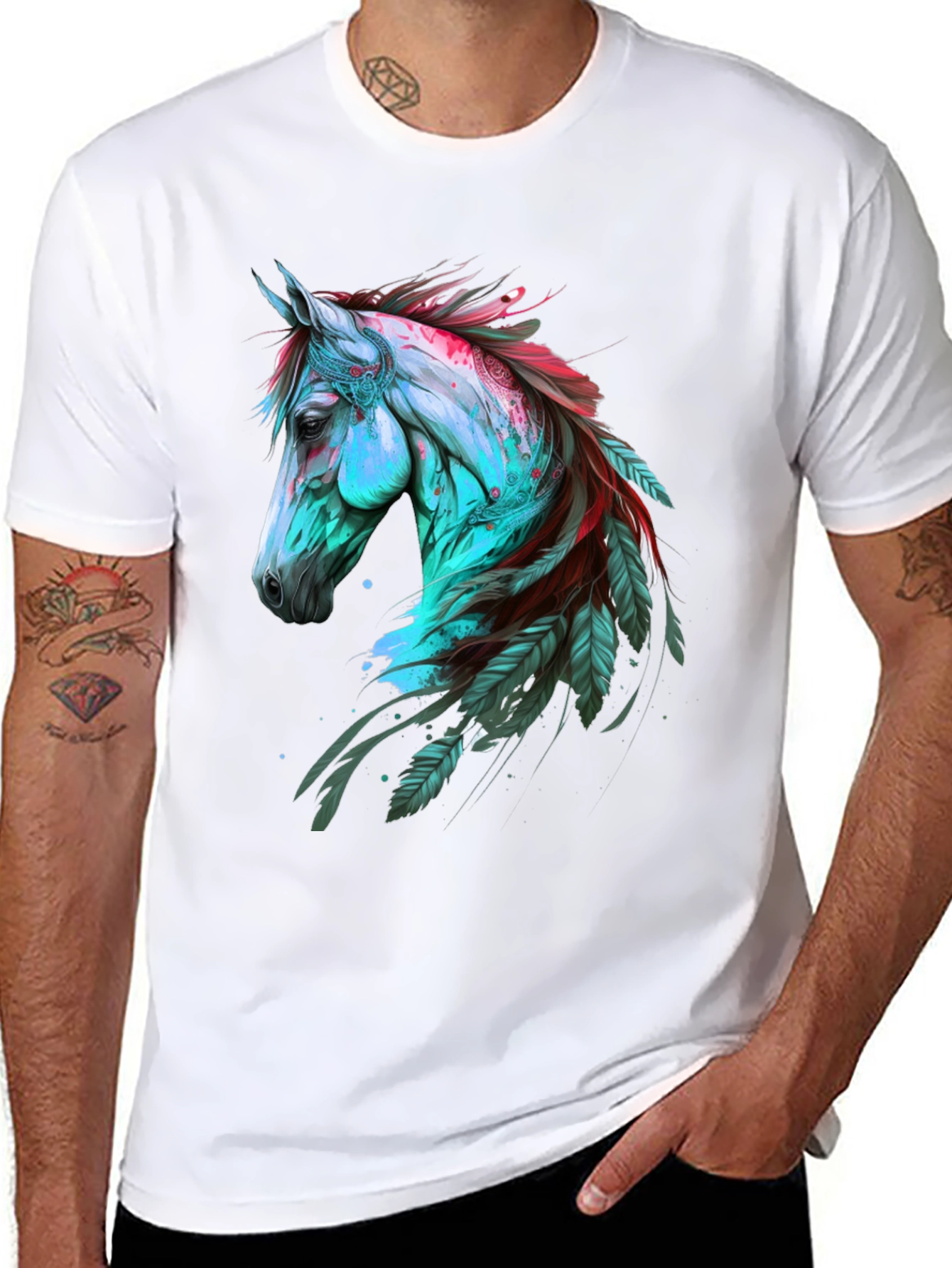 Horse & Feather Graphic Tee - Bold Style