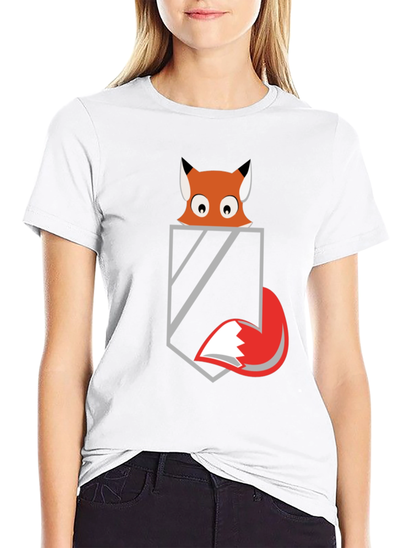 Fox in Pocket Graphic Tee - Mens Black T-Shirt
