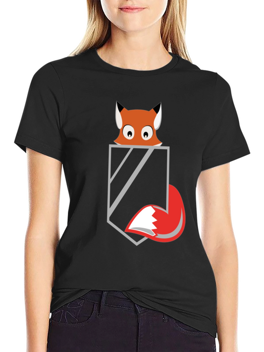 Fox in Pocket Graphic Tee - Mens Black T-Shirt