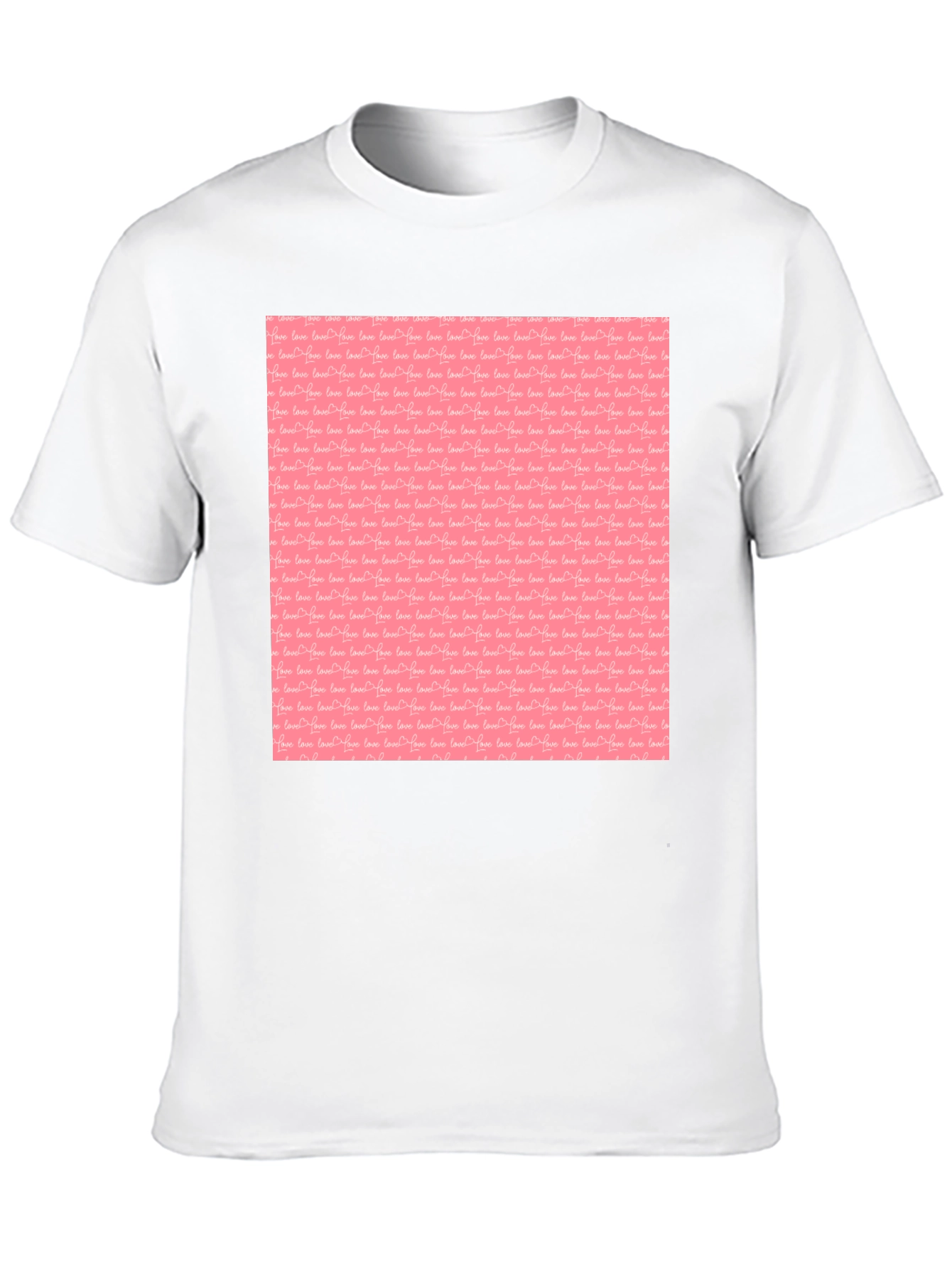 Black Tee with Pink Love Pattern