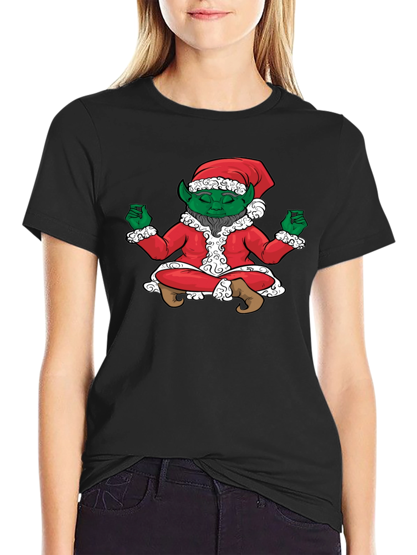 Zen Yoda Claus Graphic Tee - Holiday Meditation