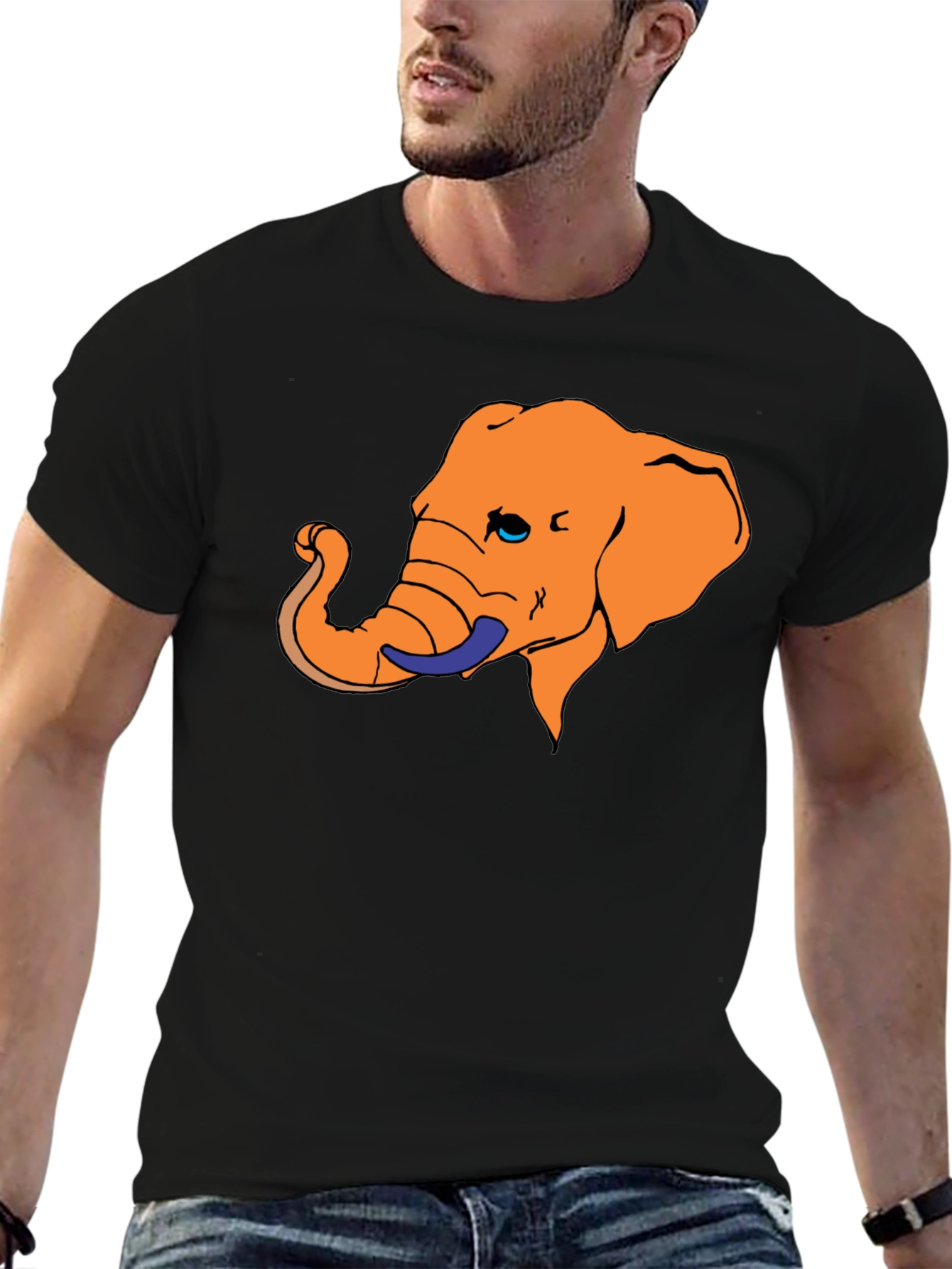Elephant Graphic Tee - Unique Orange Design