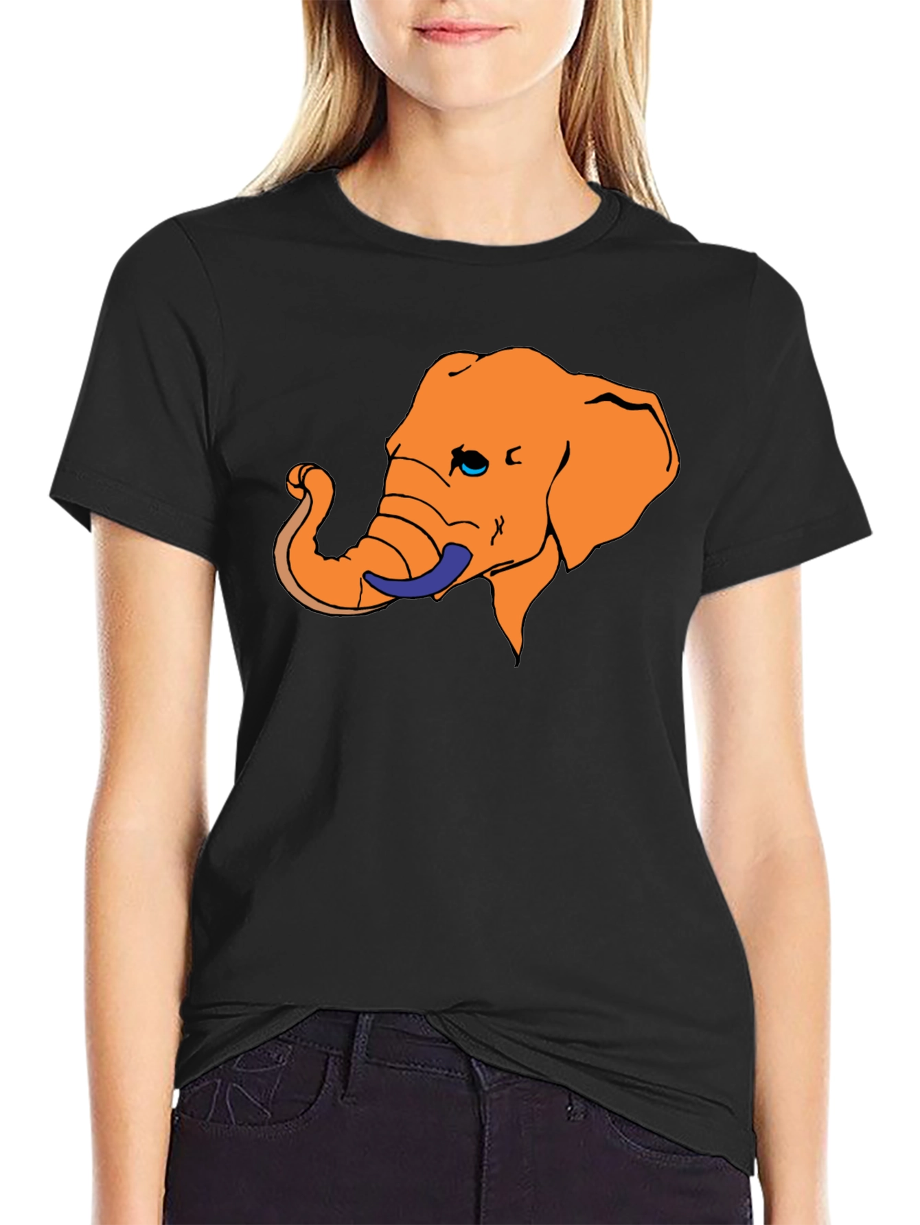 Elephant Graphic Tee - Unique Orange Design