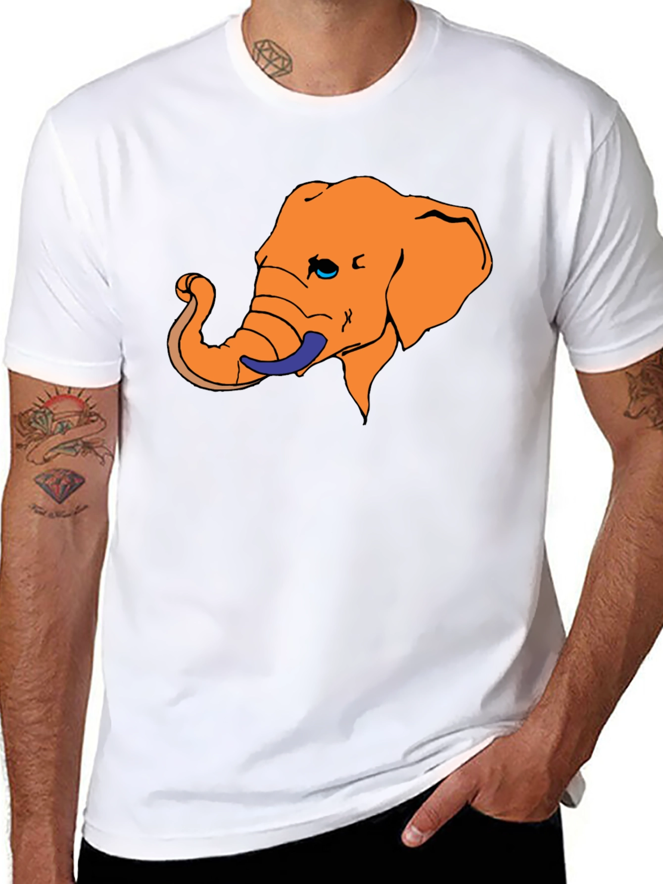 Elephant Graphic Tee - Unique Orange Design