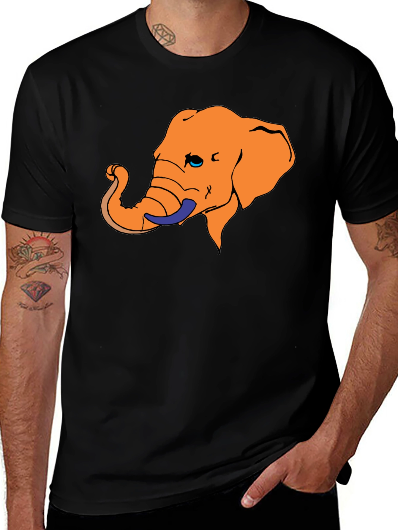Elephant Graphic Tee - Unique Orange Design