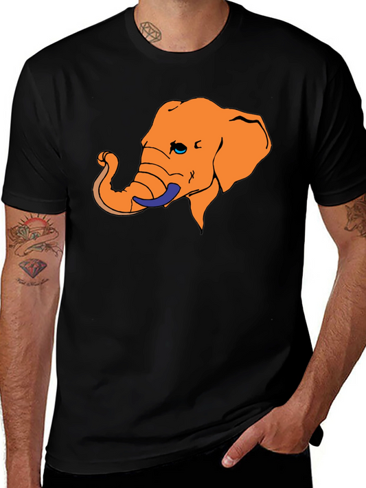 Elephant Graphic Tee - Unique Orange Design