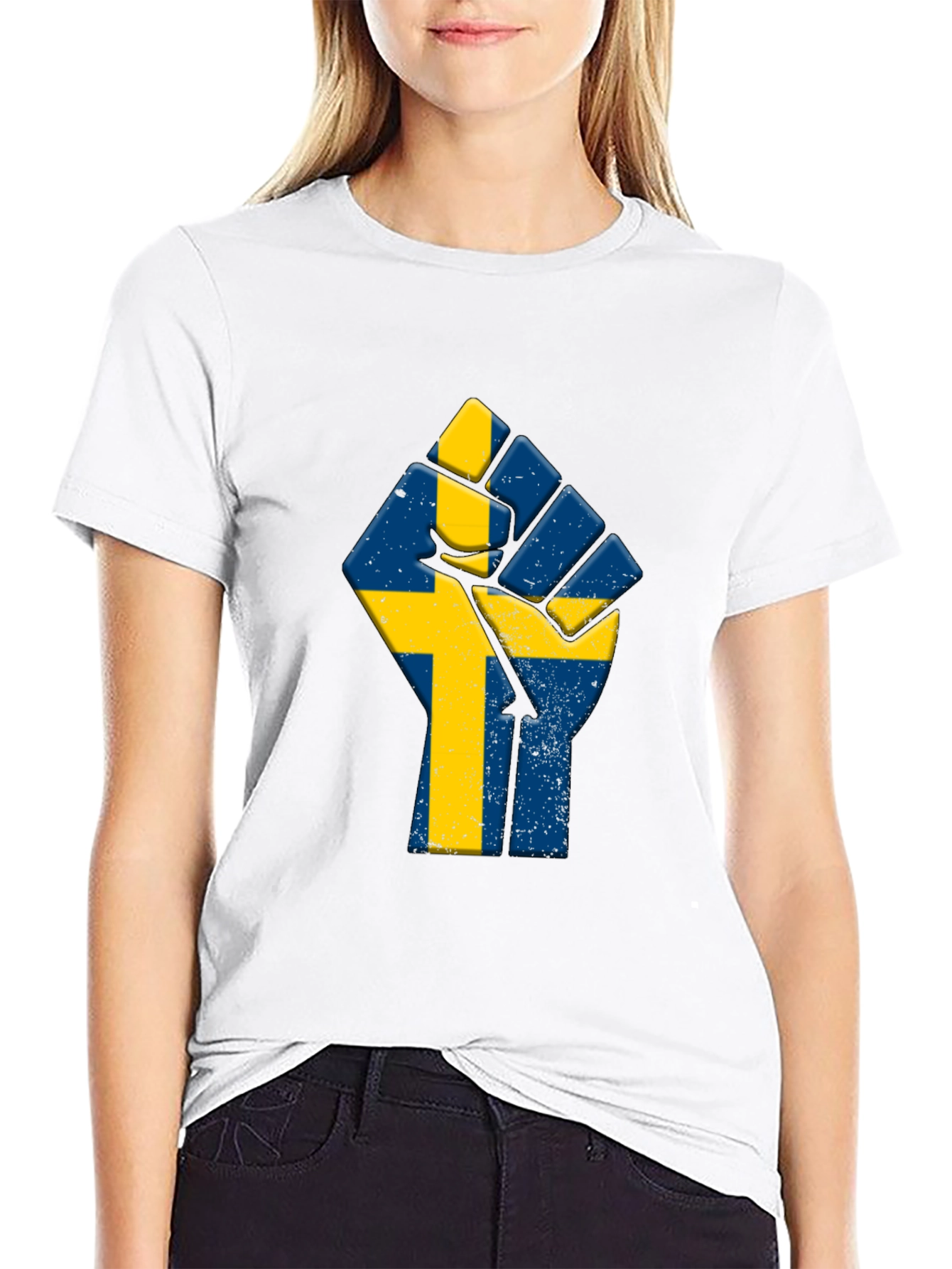 Sweden Flag Fist T-Shirt - Black Pride Tee